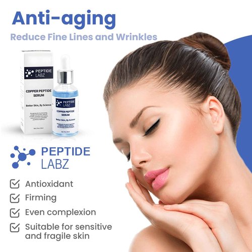 Copper Peptide Serum for Face - Anti Wrinkle - Hyaluronic Acid - Raw Aloe - Increase Collagen - 1oz/30ml - Anti Aging for Skin