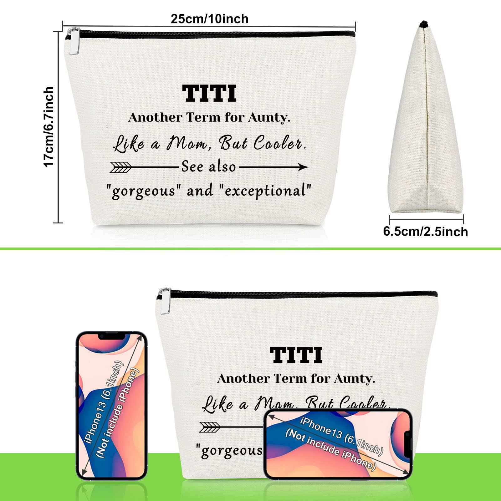 Gevody Aunt Gifts from Niece Nephew Makeup Bag Auntie Gift Appreciation Gifts for Women TiTi Tia Birthday Gifts Cosmetic Bag TiTi Gifts Thank You Gifts Mothers Day Gifts for Her Travel Pouch