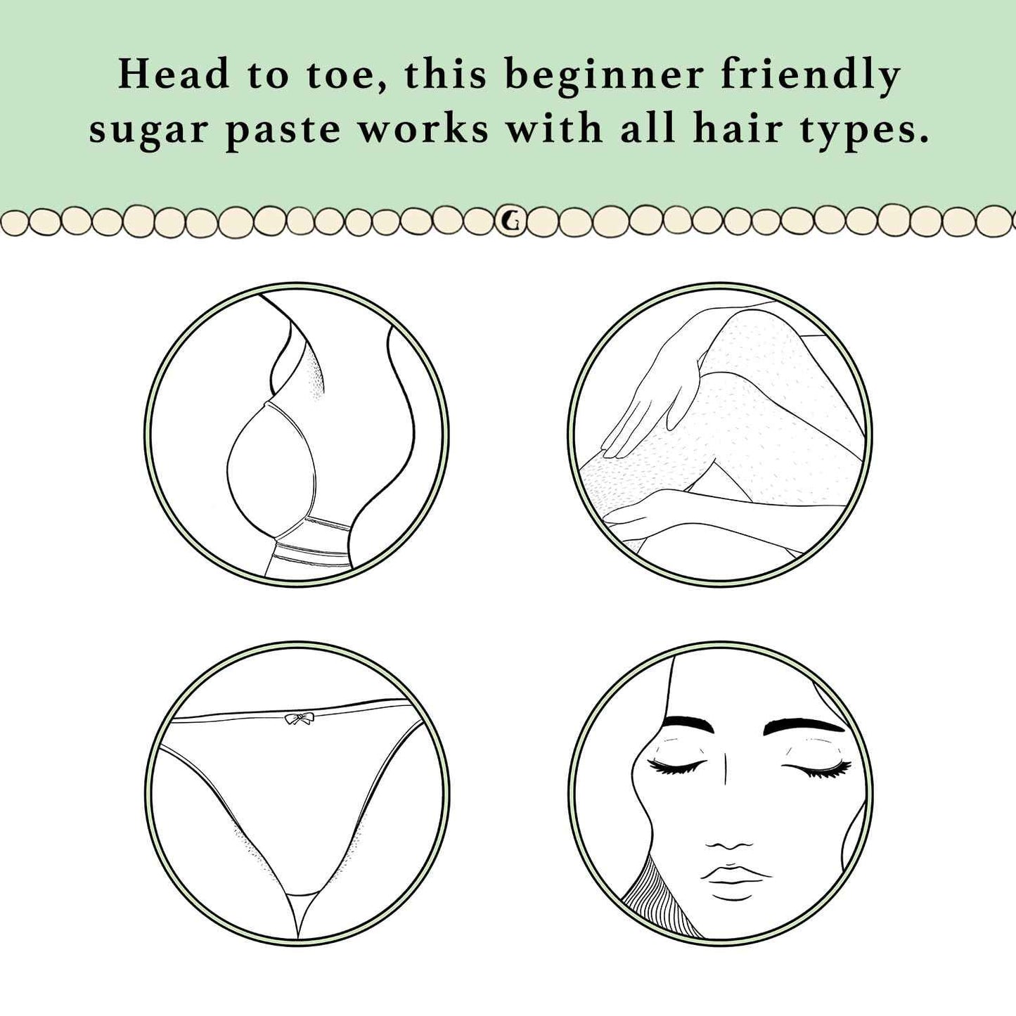 Greenhaus Deco. Boutique Sugar Paste - Firm Beginner Friendly Sugar Wax Hair Removal at Home (5 oz. Sugar Paste)