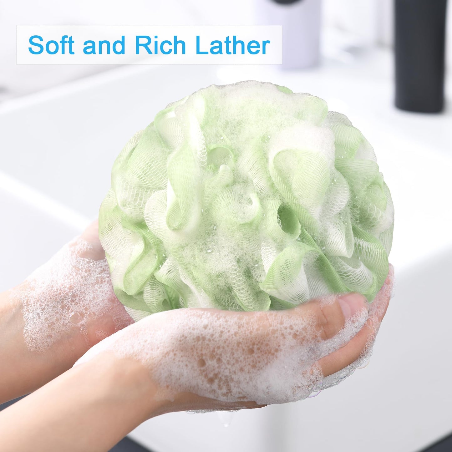 AmazerBath Loofah Sponge 60g/Piece, Exfoliating Bath Sponge Body Scrubber - Loofa Set of 4 - Cotton Candy Quartet