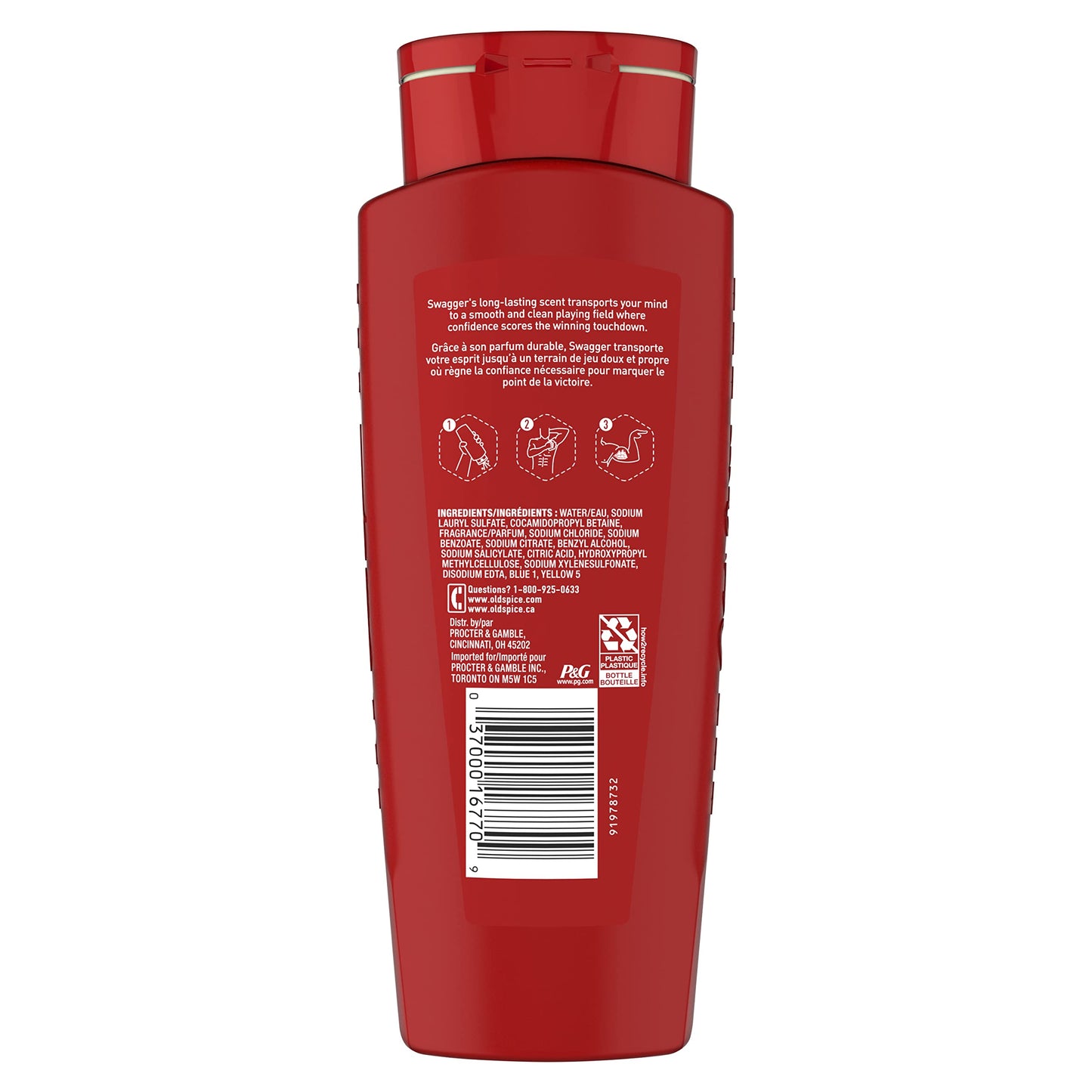 Old Spice Men's Body Wash Swagger Scent, 24/7 Shower Freshness, 16 Fl Oz (Pack of 4)