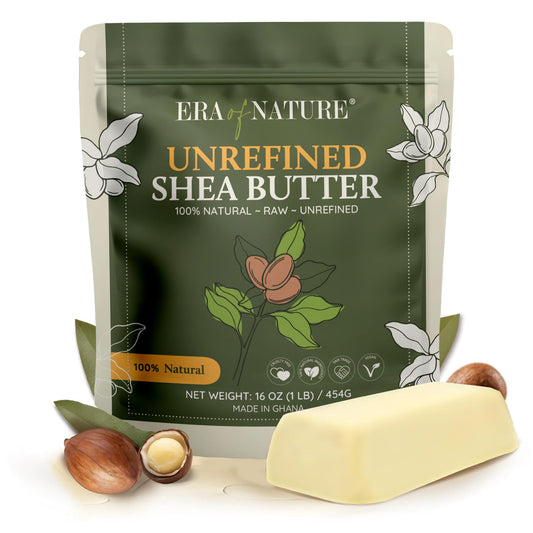 era of nature Organic Unrefined Raw AFRICAN IVORY WHITE SHEA BUTTER, for Dry Skin Base Beauty, Use Alone or in DIY Body Butters, Soaps & Lotions - 1lb