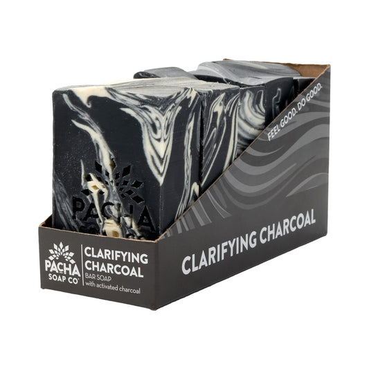 Pacha Clarifying Charcoal Bar Soap 5 Pack | Premium, Handcrafted with Activated Charcoal & Essential Oils | Use as a Natural Face Wash, Hand Soap, Body Wash | 4 oz