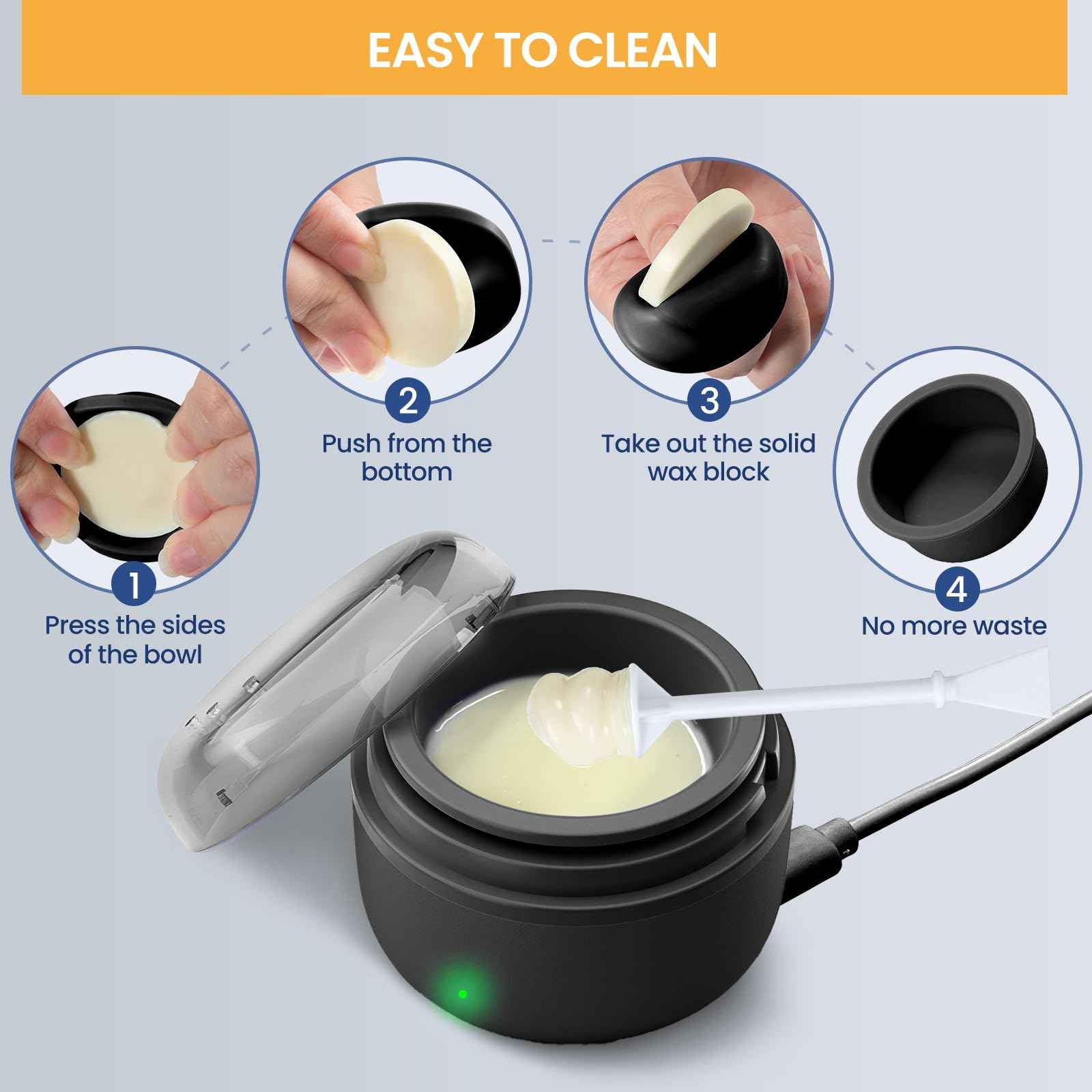 SUERBEATY Ear Nose Wax Kit Men, Nose Hair Waxing Kit for Men, Ear Hair Removal Wax 100g, 20 Pcs Nose Applicator, 15-20 Times, Usb Rapid Heating, Constant Temperature, Painless, Black