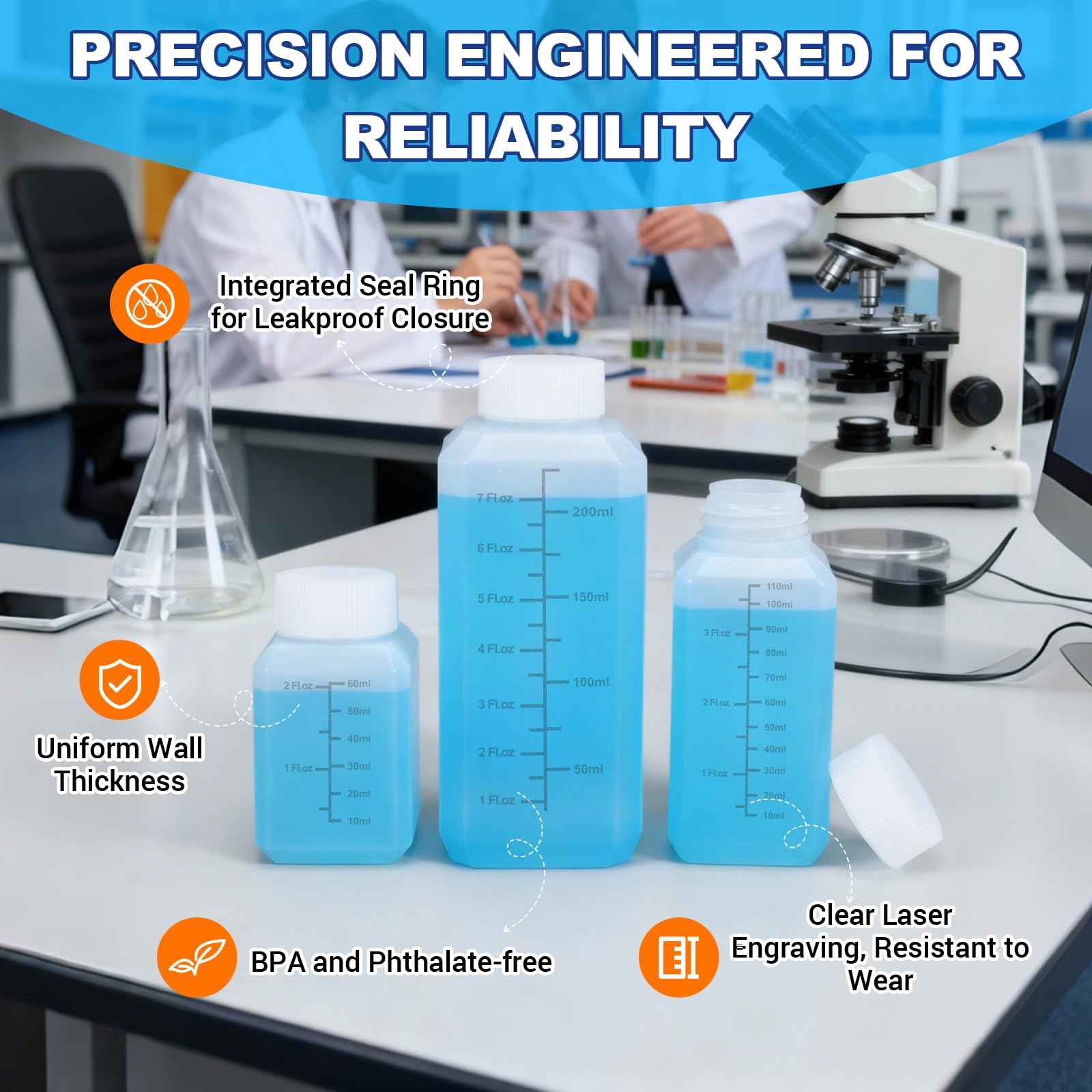 UMETASS 4 Pack 8oz Plastic Travel Bottles with Lids - Small Leak-Proof Containers for Liquid, Water, Pill Storage, Clear Empty Squeeze Bottles with Caps, BPA-Free