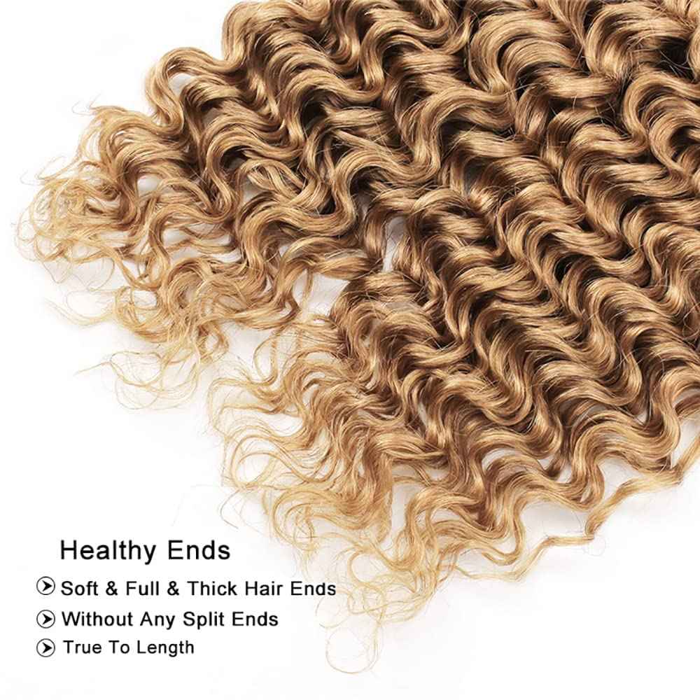 Freiuoke 1B27 Bundle Human Hair Ombre Deep Wave Bundles Color 27 Bundle 18 20 22 Inch Brazilian Virgin Remy Hair 3 Bundles