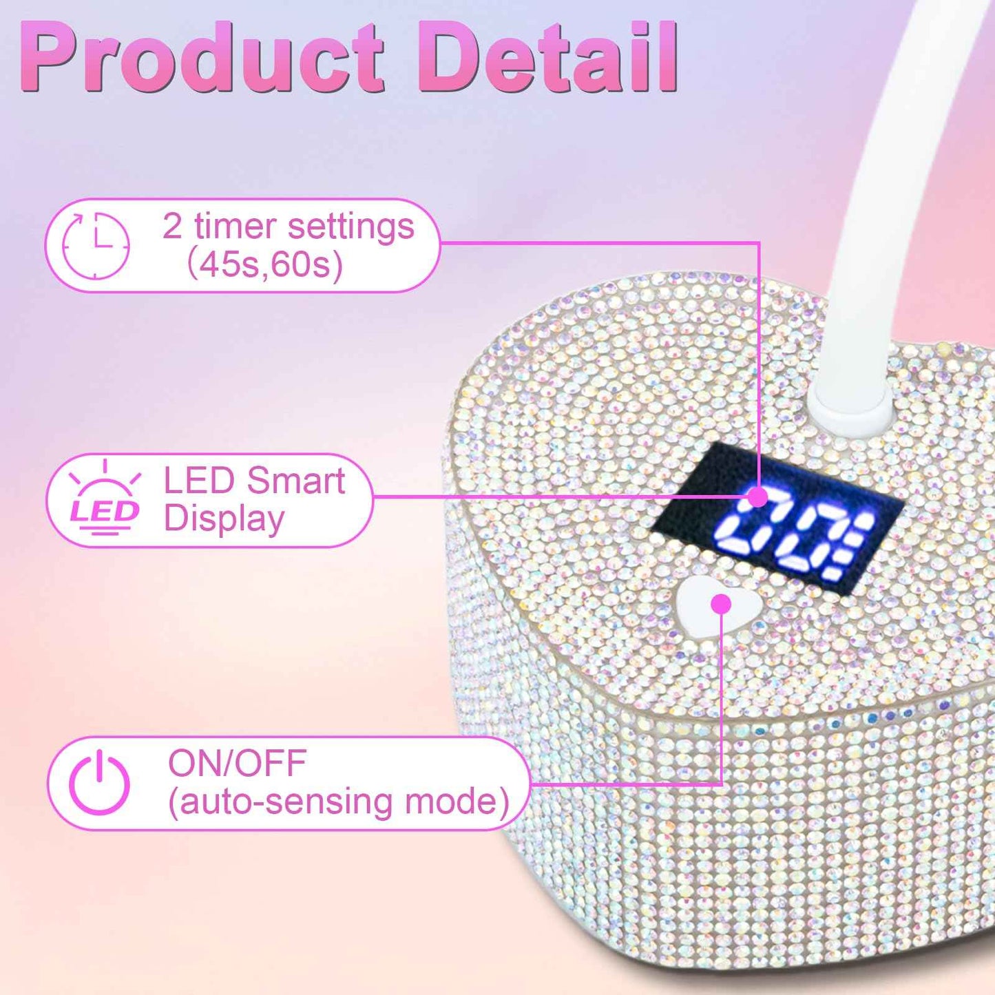 UV Nail Lamp, Mini UV Light for Gel Nails Polish Fast Curing Goosenecks Lamp, 30W Rechargeable LED Nail Light with 2 Timers & Auto Sensor for Salon Home DIY Use