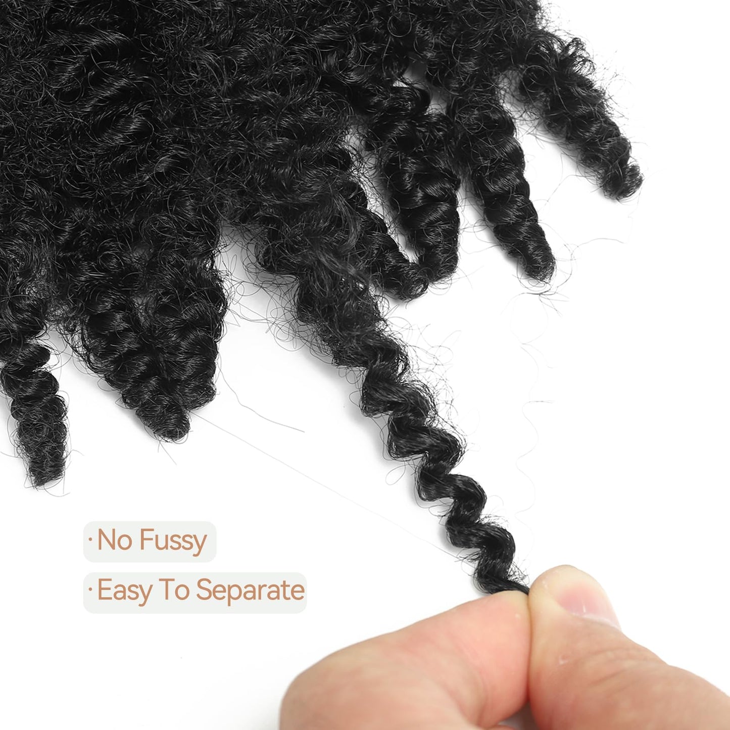 8 Packs Pre-Separated Springy Afro Twist Hair 8 Inch Spring Twist Hair Kinky Twist Crochet Hair for Black Women (1B#, 8 Inch(Pack of 8))