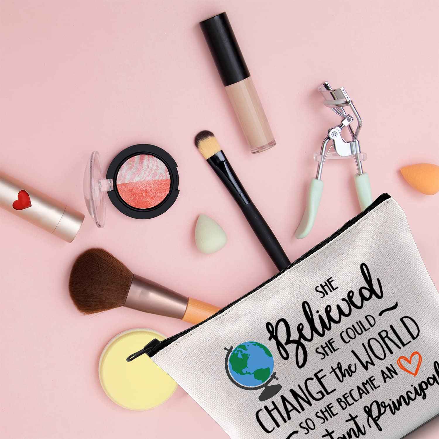 MNIGIU Assistant Principal Cosmetic Makeup Bag Principal Appreciation Gift So She Became An Assistant Principal Travel Zipper Pouch (became assistant principal)