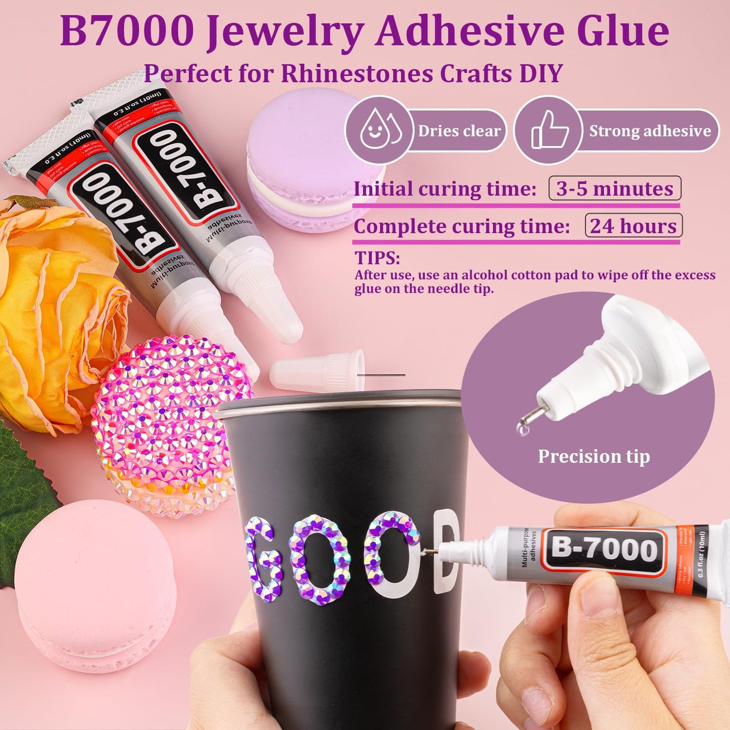 16000Pcs Resin Jelly Rhinestones for Crafting, Dark Purple AB Non Hotfix Flatback Gems, Bedazzling Crystal with 3Pcs 10ml B7000 Jewelry Glue for DIY Crafts Clothing Tumblers Shoes Fabric