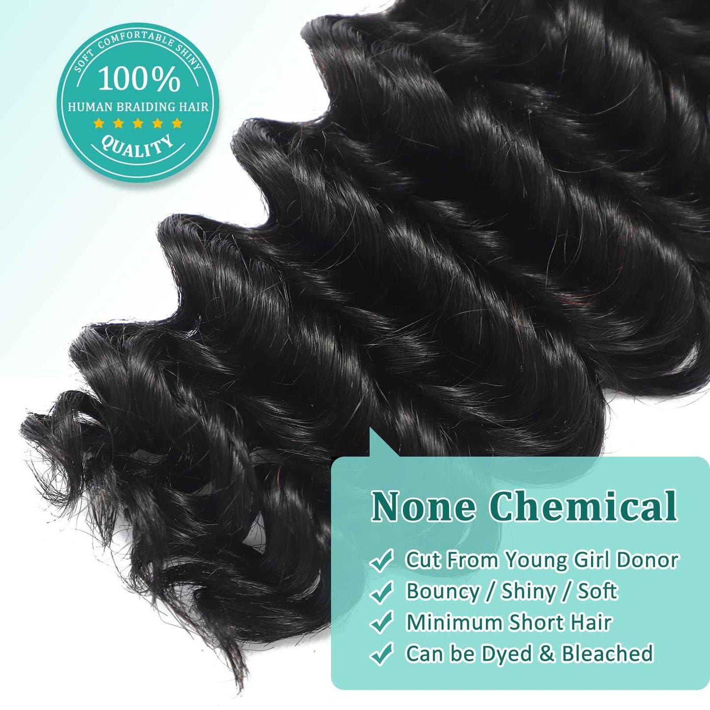 Human Braiding Hair for Boho Braids 18 Inch 120g Deep Wave Bulk Boho Human Hair for Braiding Curly Knotless Bohemian Braids 12A 100% Brazilian Virgin No Weft Extensions 3 Bundles/Pack Natural Black 1B