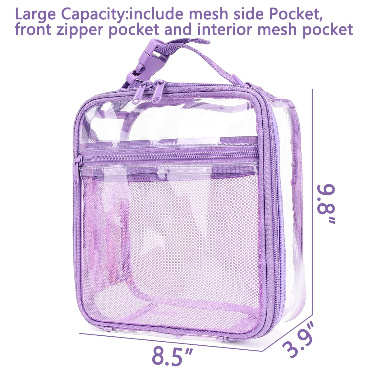 FlowFly Kids Lunch box Insulated Soft Bag Mini Cooler Back to School Thermal Meal Tote Kit for Girls, Boys, PurpleClear