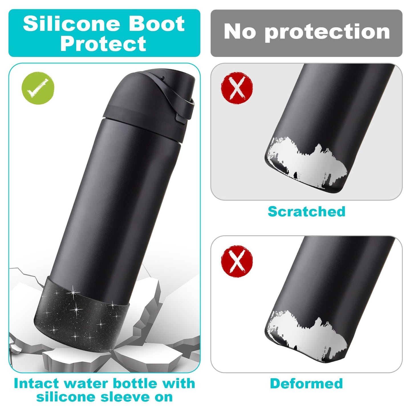 Alwenid 2PCS Silicone Water Bottle Boot for Owala 24oz, Anti-Slip Protective Sleeve Bottom Bumper Protector for FreeSip, Twist, and Flip Stainless Steel Water Bottles