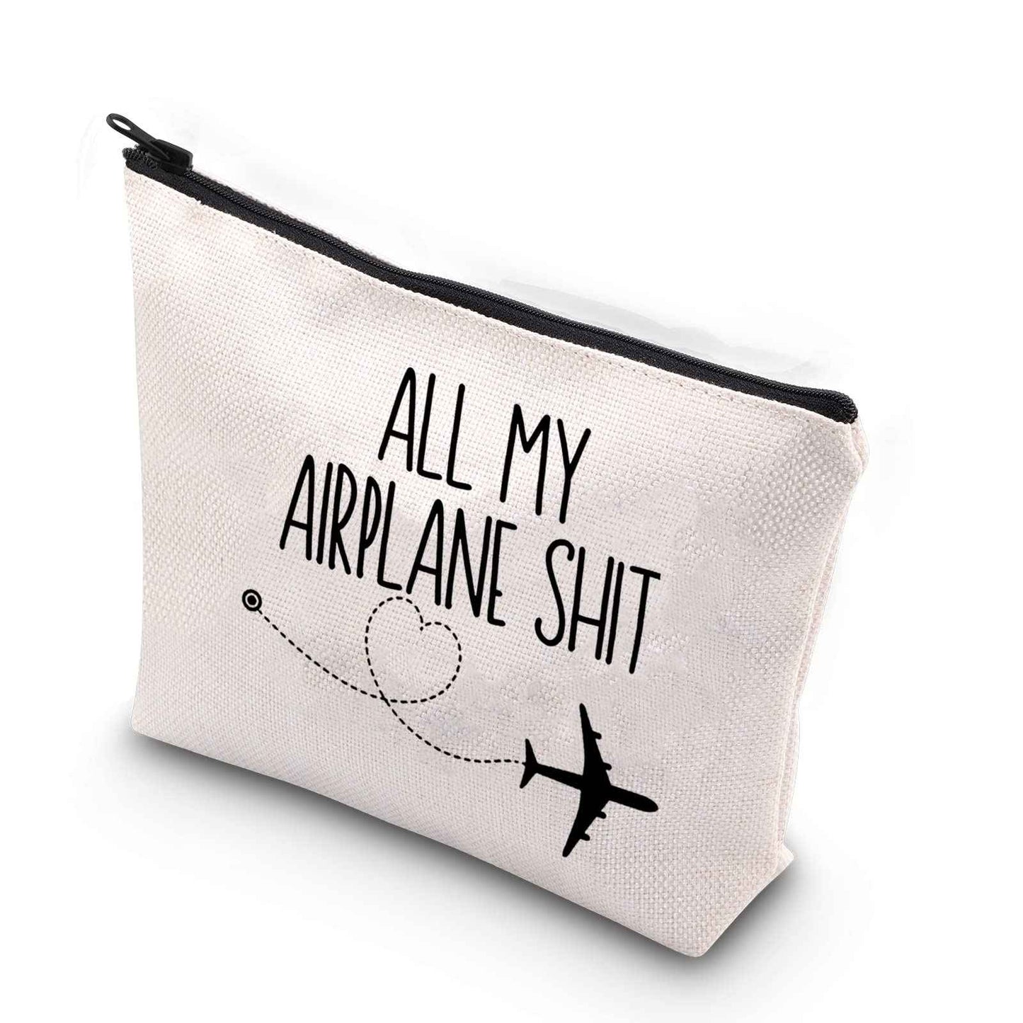 XYANFA All My Airplane Sh*t Accessory Pouch Traveler Makeup Bag Charger Pouch Flight Attendant Cosmetic Bag (AIRPLANE)
