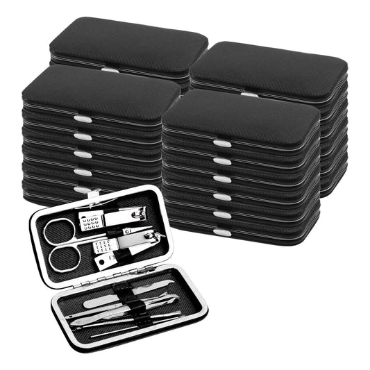 12pack Manicure Set in Bulk, Nail Clippers Kit Stainless Steel Fingernail Clippers Set, Sturdy Nail Tip Cutter Trimmers Professional Grooming Toenail Clippers Personal Pedicure Kits (8-in-1, Black)