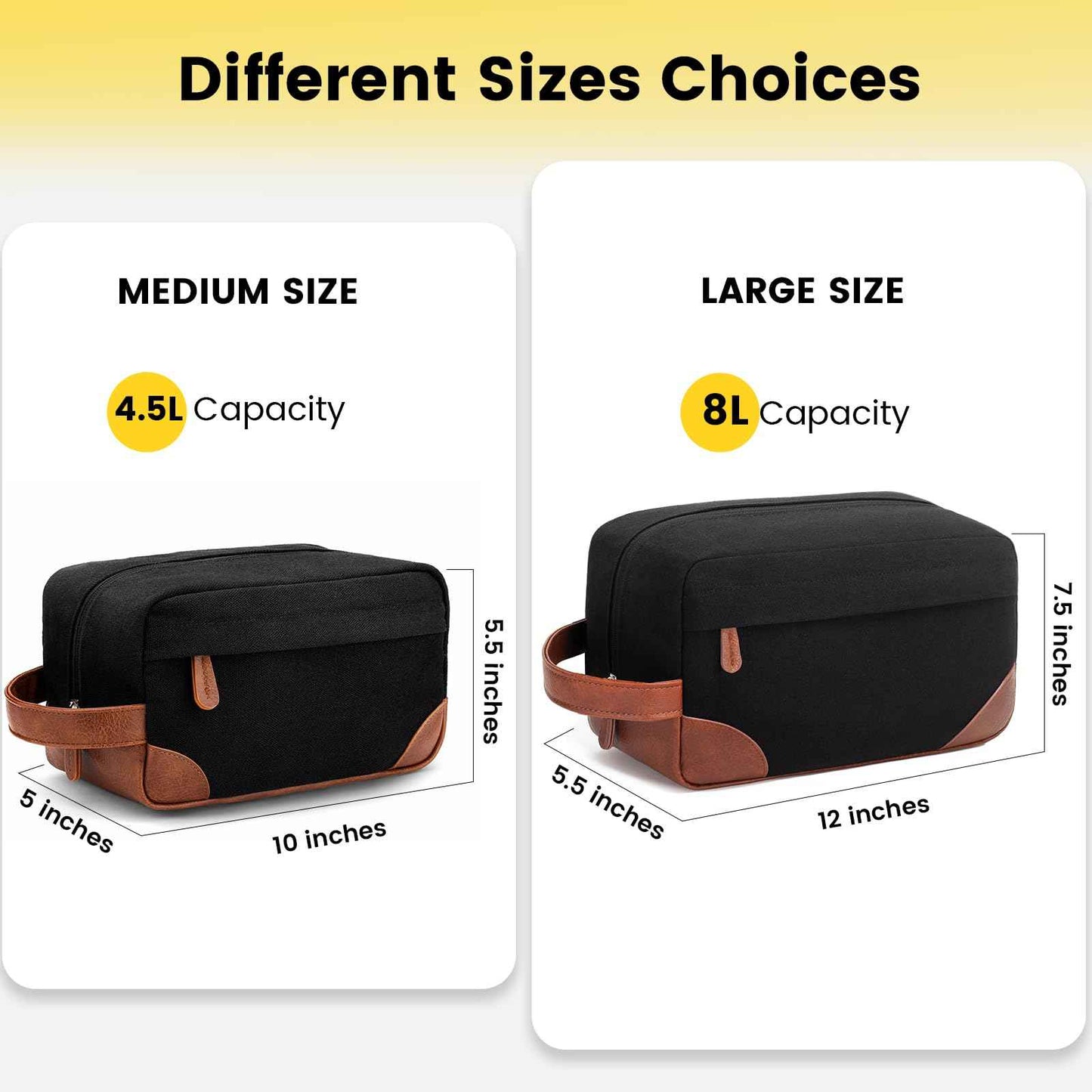 Vorspack Large Travel Toiletry Bag - Hanging Toiletry Bag for Men Water Resistant Canvas Shaving Bag with Large Capacity for Home Travel - Black