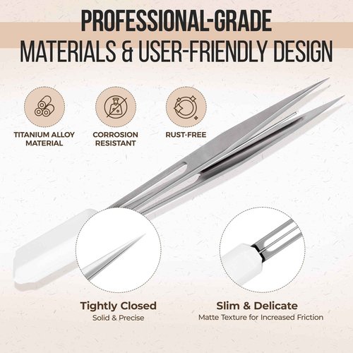 LASHVIEW Lash Tweezer, Eyelash Tweezers with Light, Straight Pointed Eyelash Tweezers for Profissional Grafting Eyelash Extension Stickers Precision Electronics, FG1