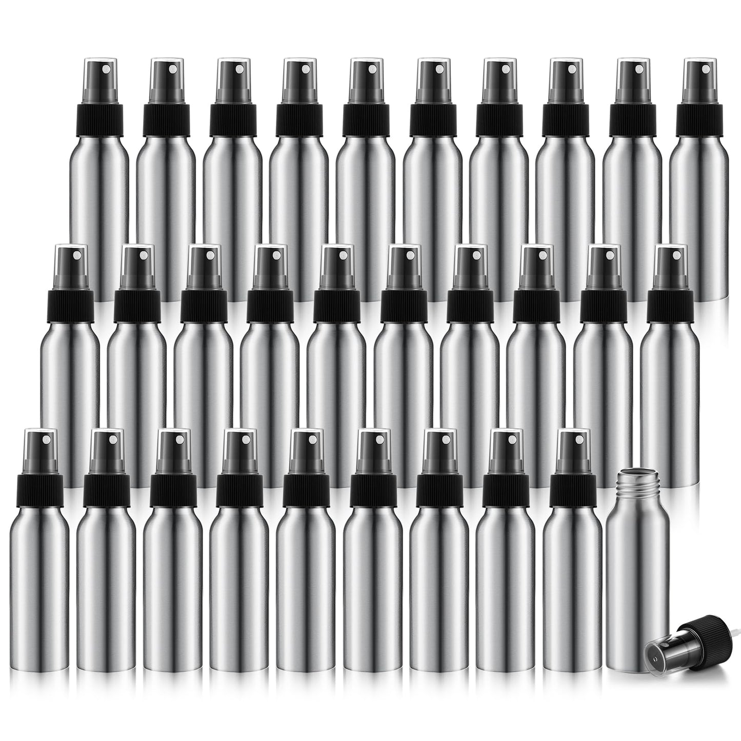 Tessco 2.7oz/ 80ml Aluminum Fine Mist Spray Bottles Reusable Metal Atomizer Bottles Fine Mist Sprayer Essential Oil Storage with Black Pump for Travel Cosmetic Perfume Toner Face Spray(30 Pcs)