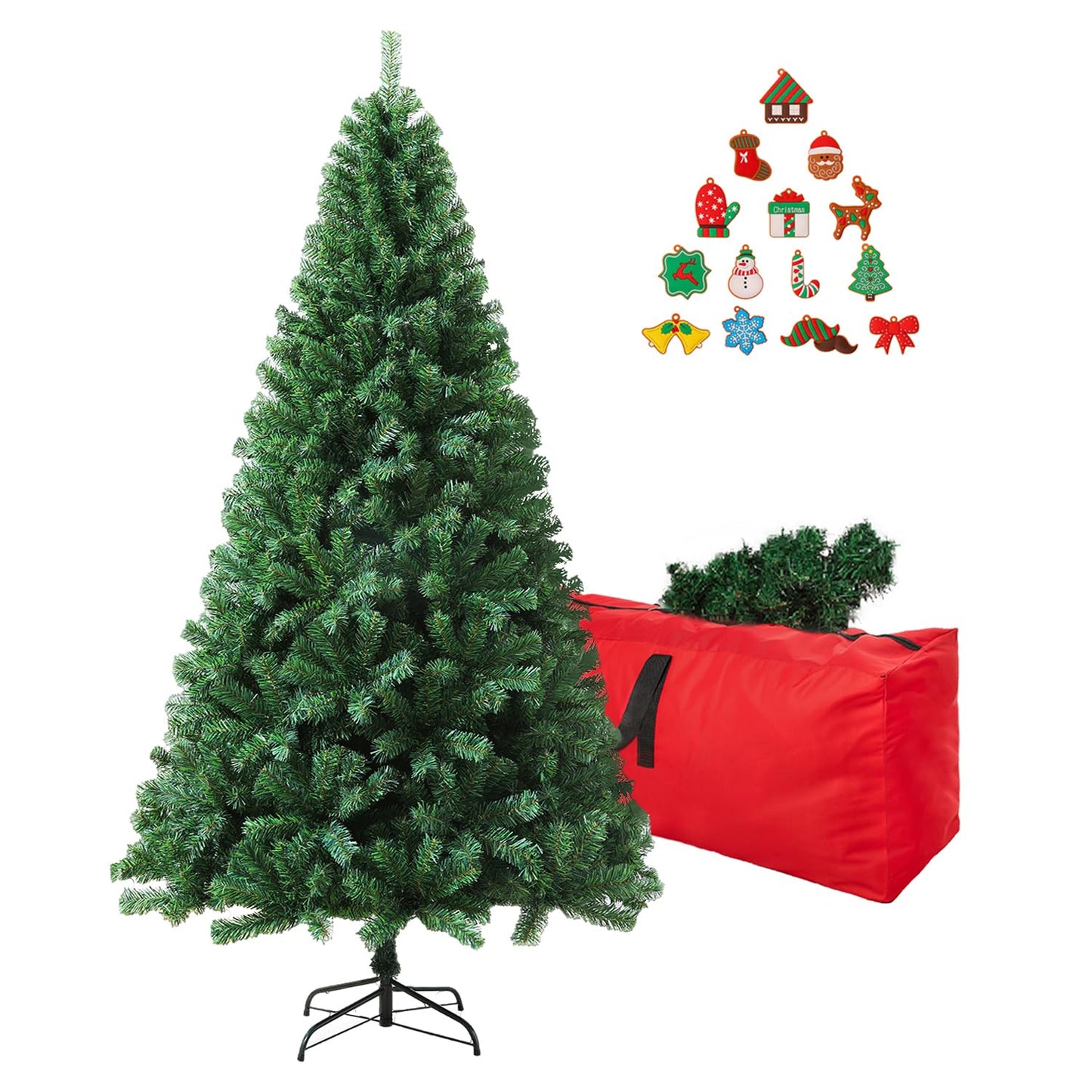 ULICO 6ft Artificial Christmas Tree,Premium Spruce Xmas Tree with 1000 Branch Tips, Fake Christmas Tree with Metal Hinges and Foldable Base Stand, Easy Assembly,Home, Office,Party Decoration-Green