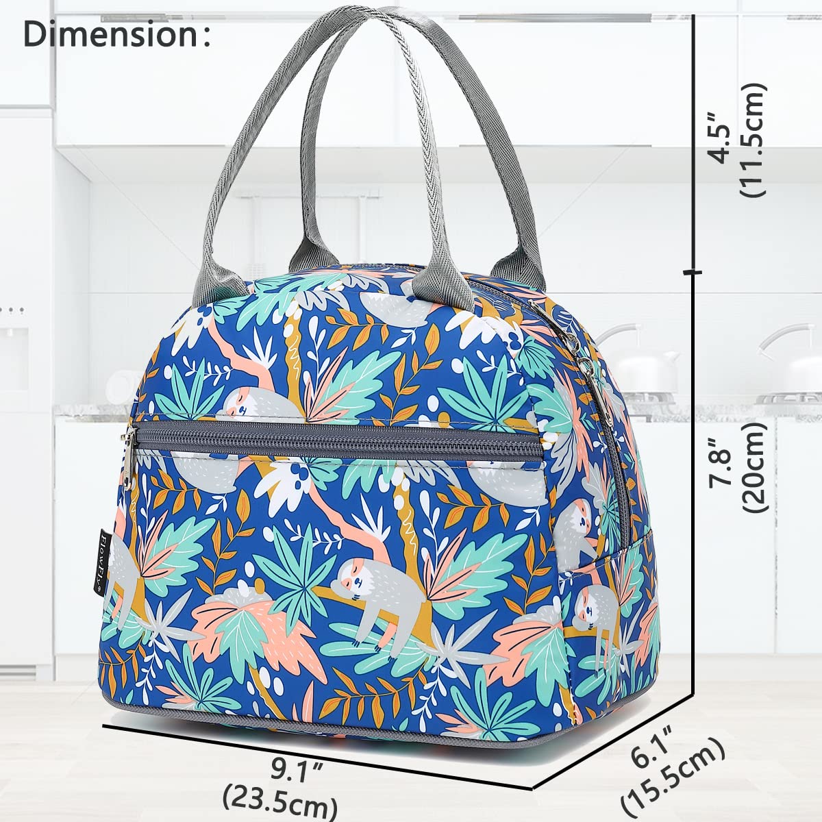 FlowFly Lunch Bag Tote Bag Lunch Organizer Lunch Holder Insulated Lunch Cooler Bag for Women/Men,Sloth