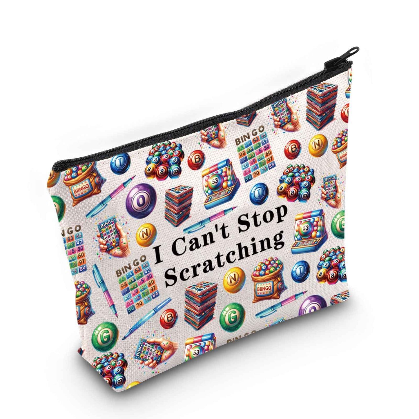 JXGZSO Funny Lottery Scratching Gift I Can't Stop Scratching Makeup Bag Casino Scratch Off Bag Scratch Ticket Gift For Casino Lover Lottery player (Lotto ticket Bag)