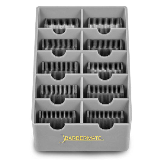 BarberMate® Blade Rack Storage Tray - Holds 10 Clipper Blades (Gray)
