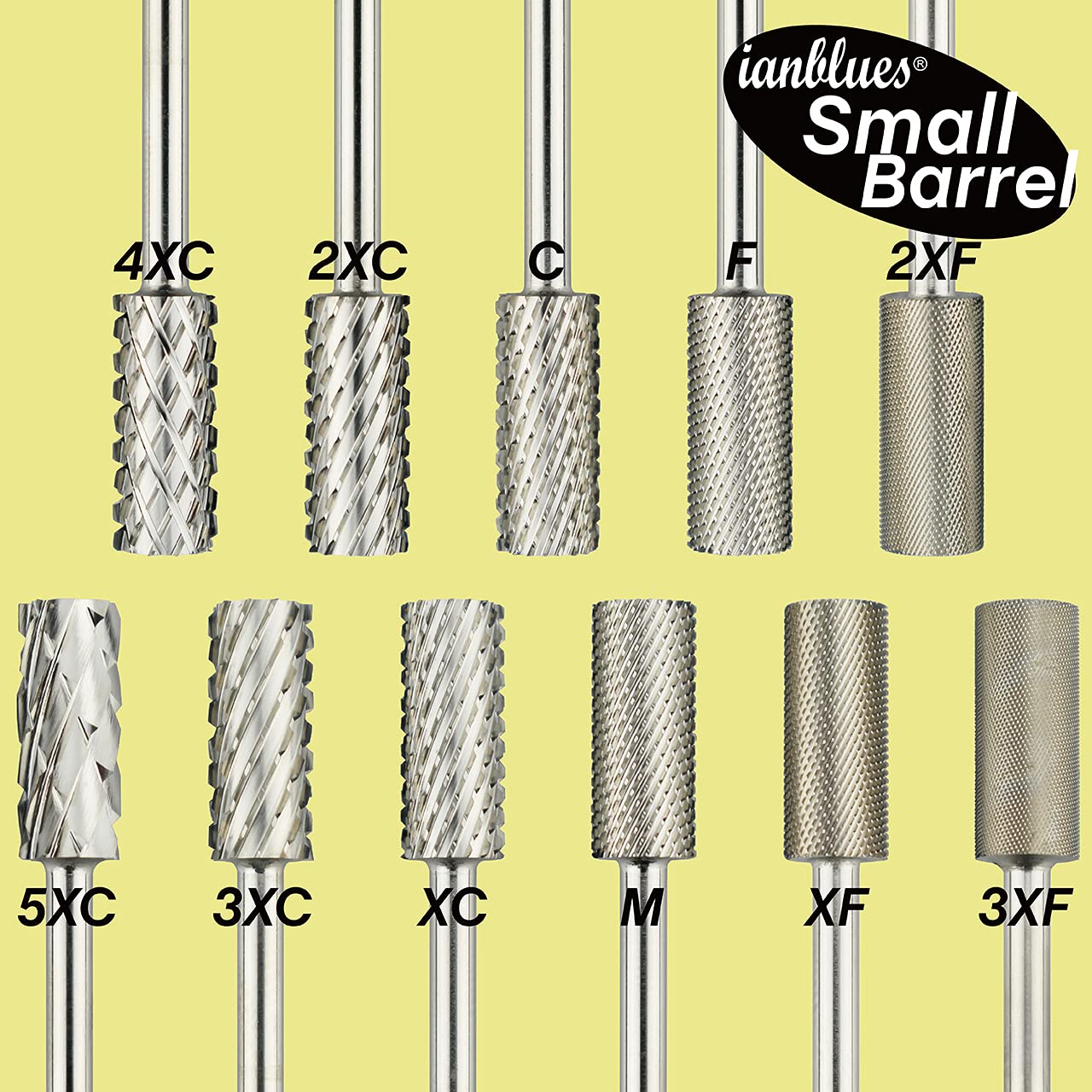 ianblues Nail Drill Bit, Small Barrel, Professional E-filing for Acrylics and Gel Nails, Slim Edition, 3/32” (Coarse -C)