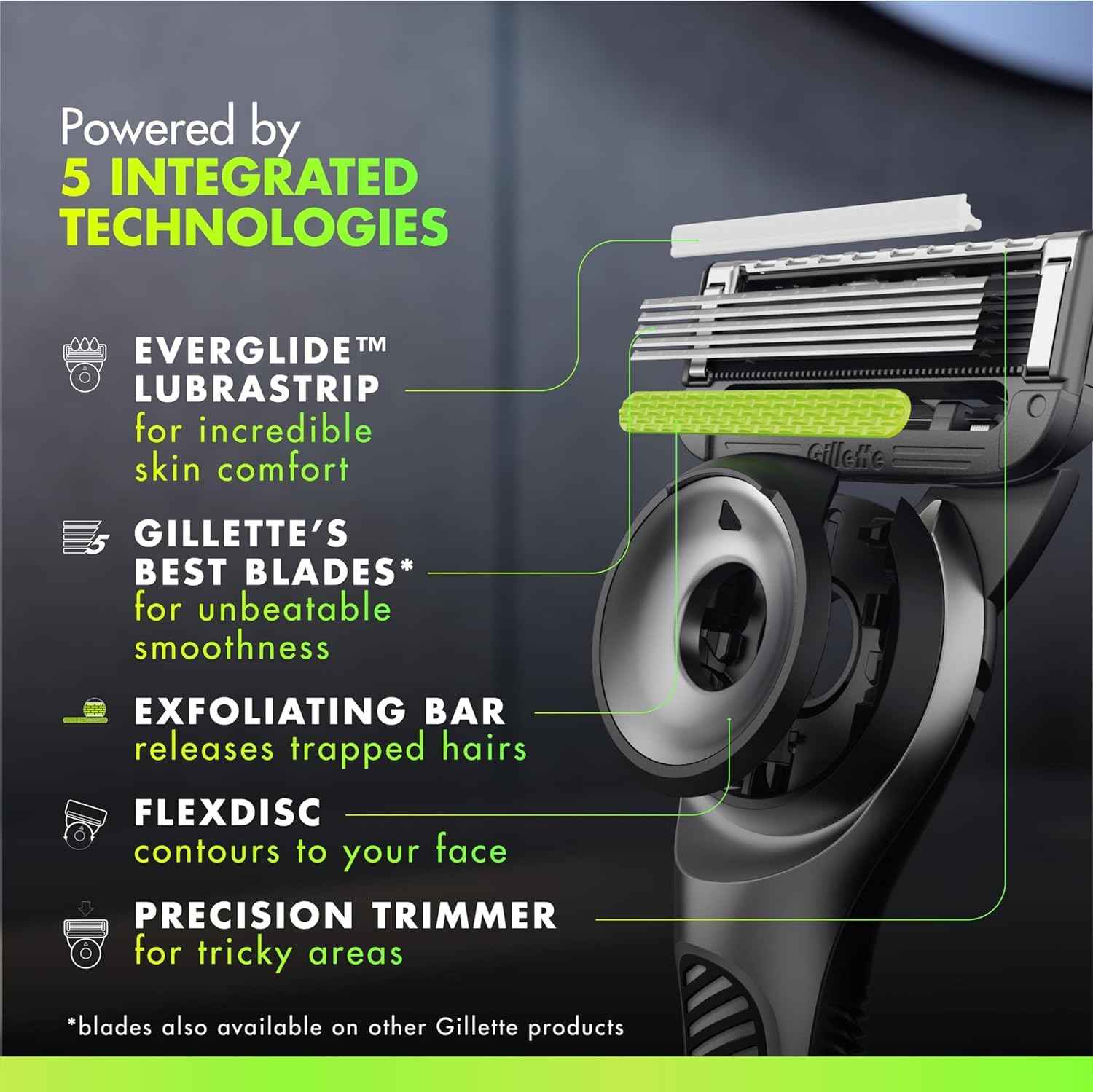 GilletteLabs with Exfoliating Bar by Gillette Razor for Men - 1 Handle, 4 Razor Blade Refills, Holiday Gifts for Men, Includes Premium Magnetic Stand