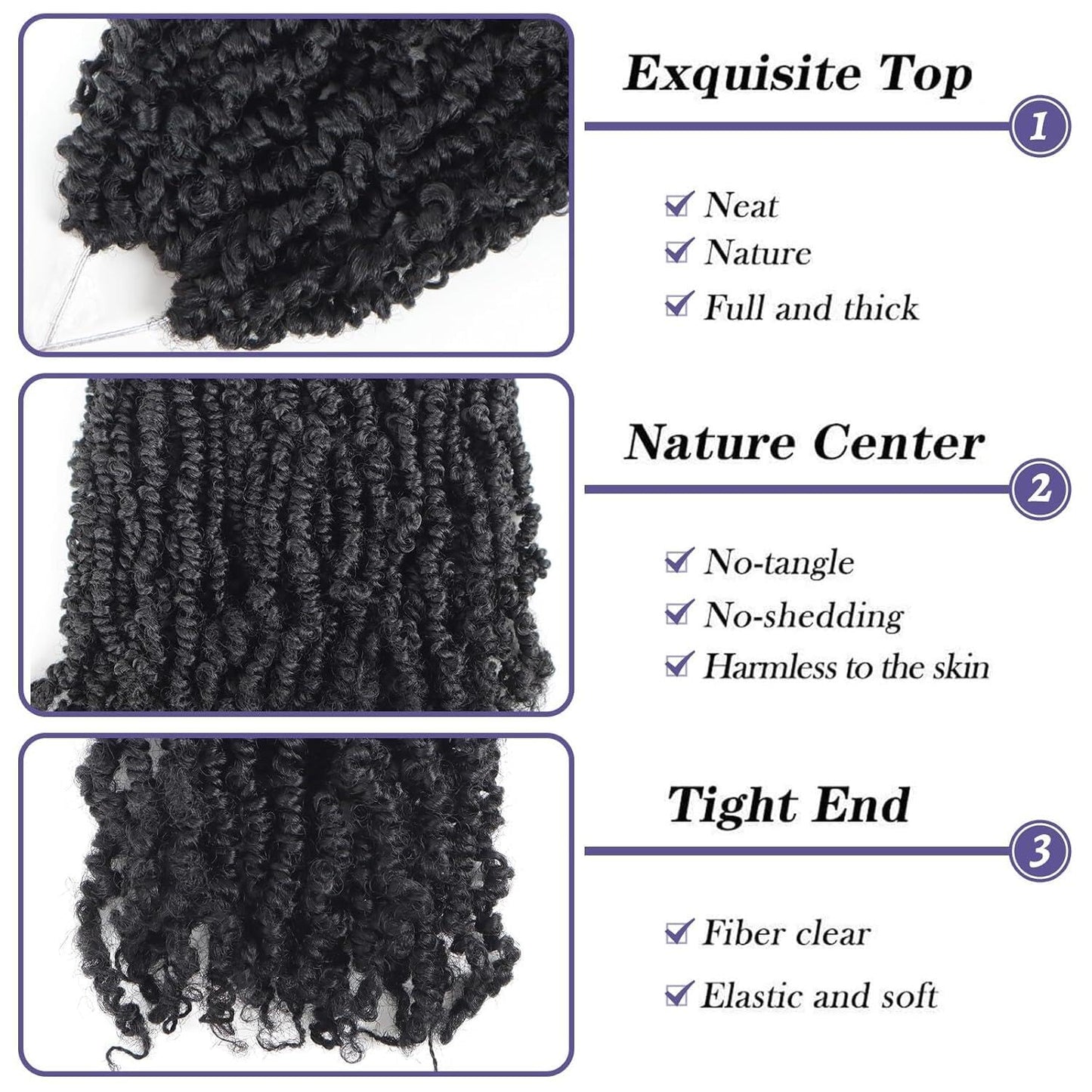 Datanala Yanky Twists Crochet Braiding Hair 12 Inch 9 Packs Crochet Hair with Curls Micro Spring Twists Crochet Hair Pre-looped Curly Crochet Braids Hair Extensions for Women (1B#, 12inch)