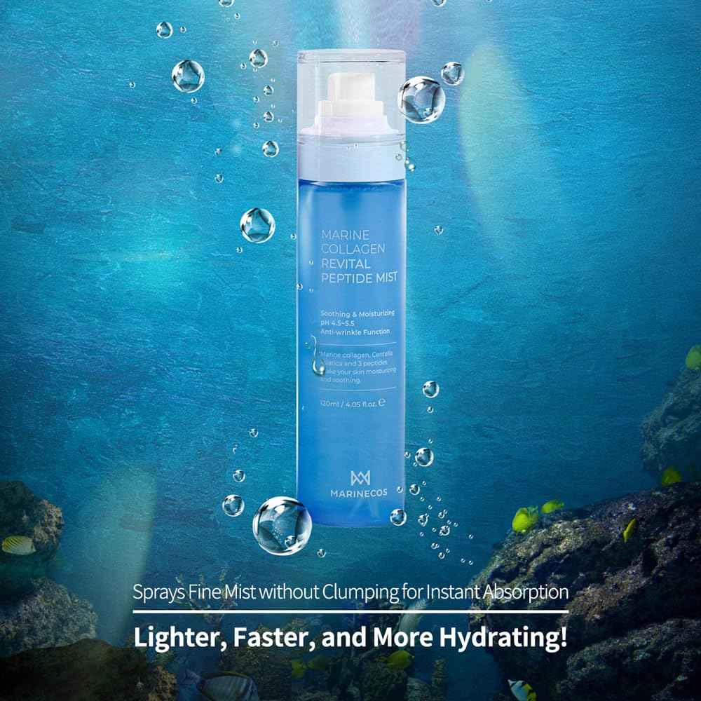ZIOSTAND Marine Collagen Revital Peptide Mist 120ml ㅣ Fine Facial Spray for Hydration Soothing Glow ㅣ Daily Moisture Mist with Centella and Peptides