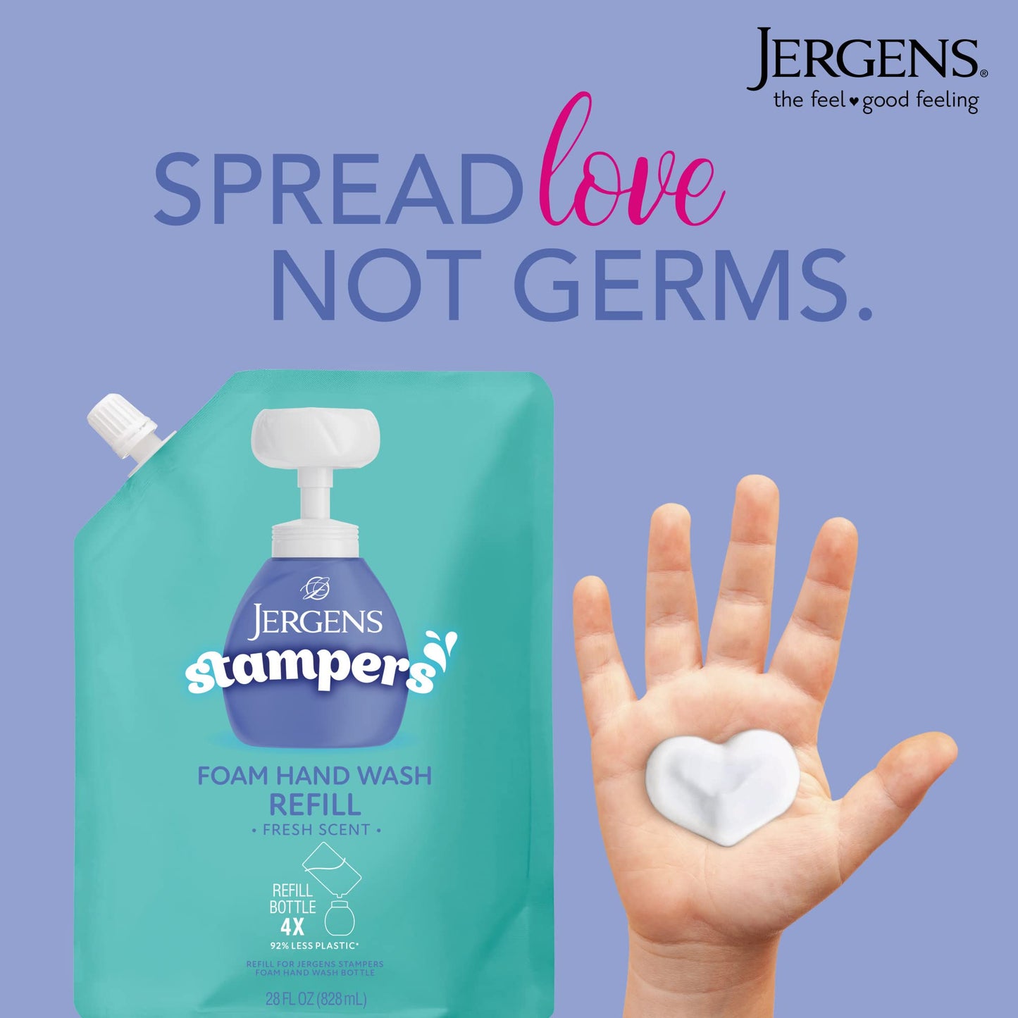 Jergens Stampers Foaming Hand Soap Refill Pouch, Pediatrician Tested Kids Soap, Refill Pouch for Foaming Hand Soap Dispenser, Fresh Scent, 28 Oz