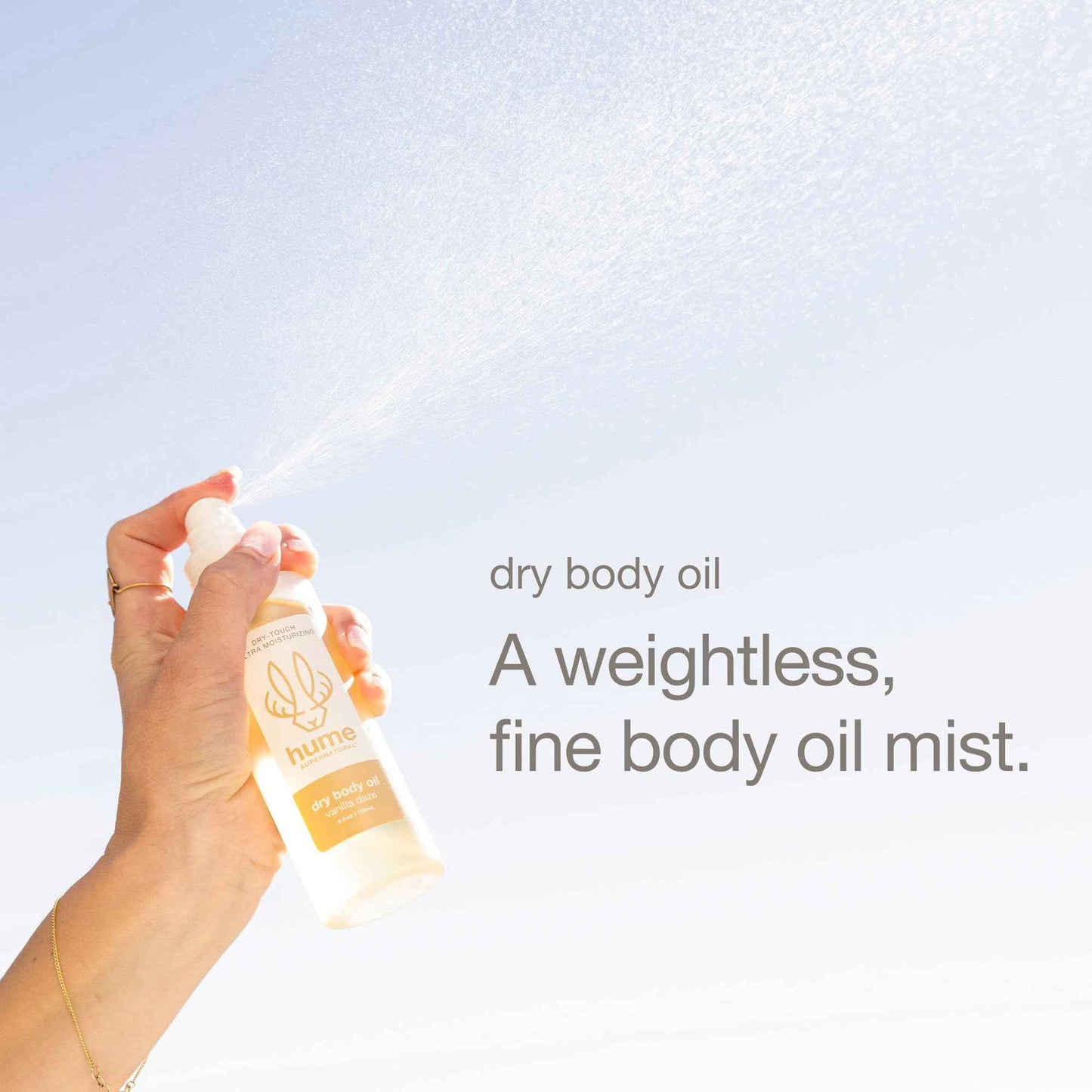HUME SUPERNATURAL Dry Body Oil Spray - Moisturizing Oil for Dry Skin, After Shower Body Oils for Women and Men, Nourishing, Hydration, Glow, Vanilla Daze, 1-Pack