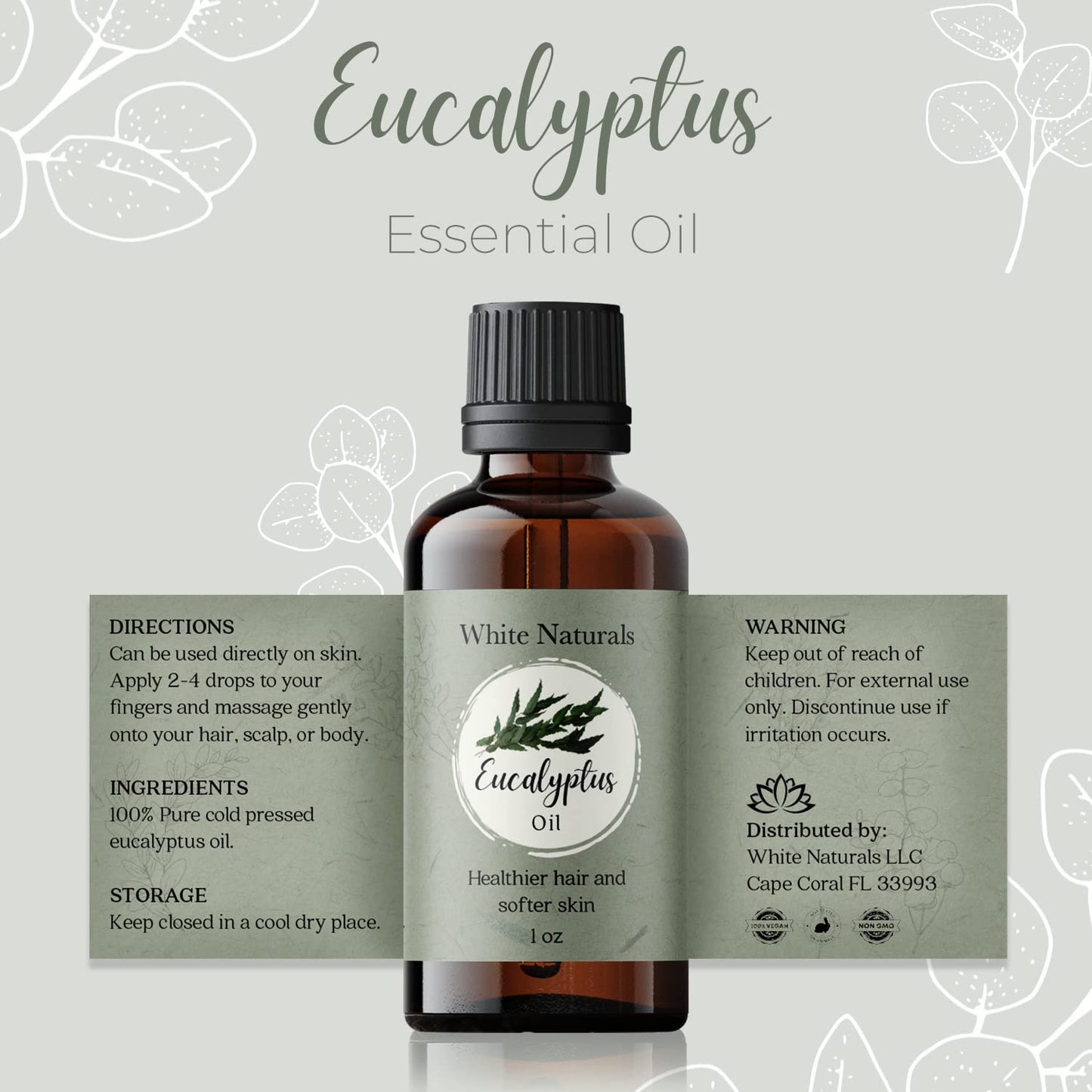 Organic Eucalyptus Essential Oil - 100% Pure & Natural -Premium Therapeutic Grade - Undiluted Homeopathic Aromatherapy Scented, Great for DIY Soap Making, Massage