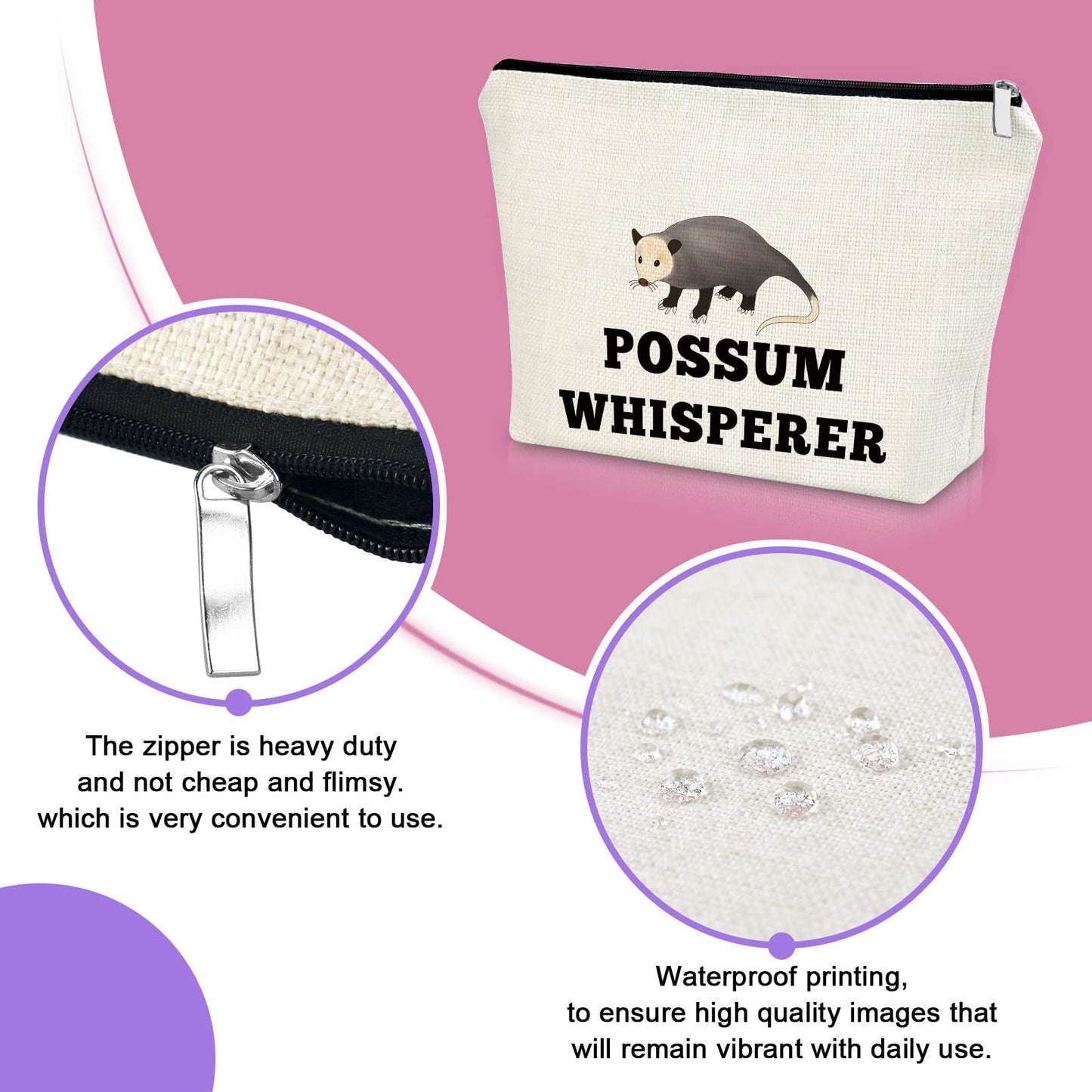 Sazuwu Possum Opossum Gift Possum Animal Lover Gifts Makeup Bag Possum Gift for Women Birthday Gifts for Friend Female Cosmetic Bag Possum Owner Gift Christmas Gifts for Her Cosmetic Travel Pouch