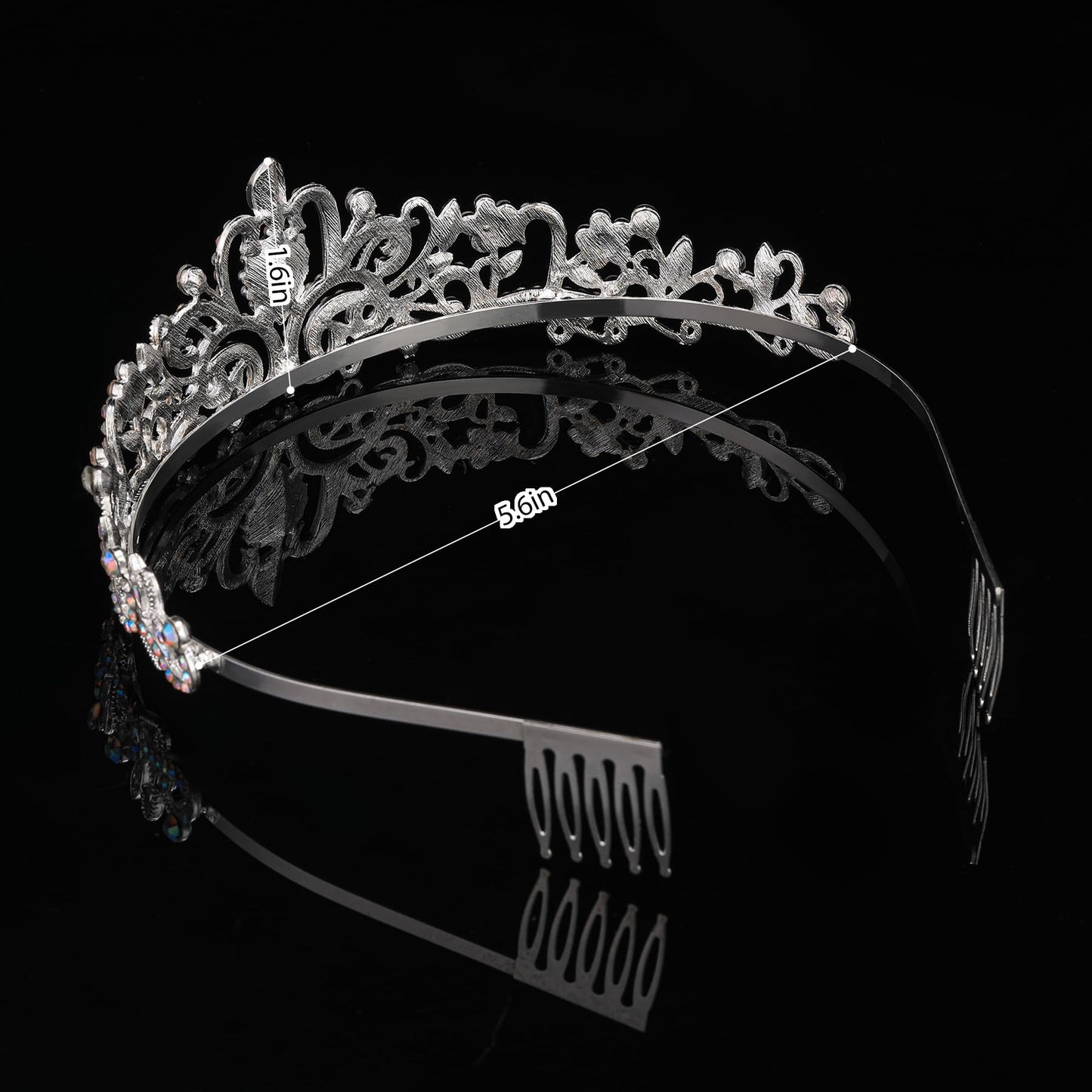 Tiara for Women Elegant Princess Crown with Combs Silver Crystal Tiara Crowns for Women Girls Tiaras for Women Bridal Wedding (AB Rhinestones)