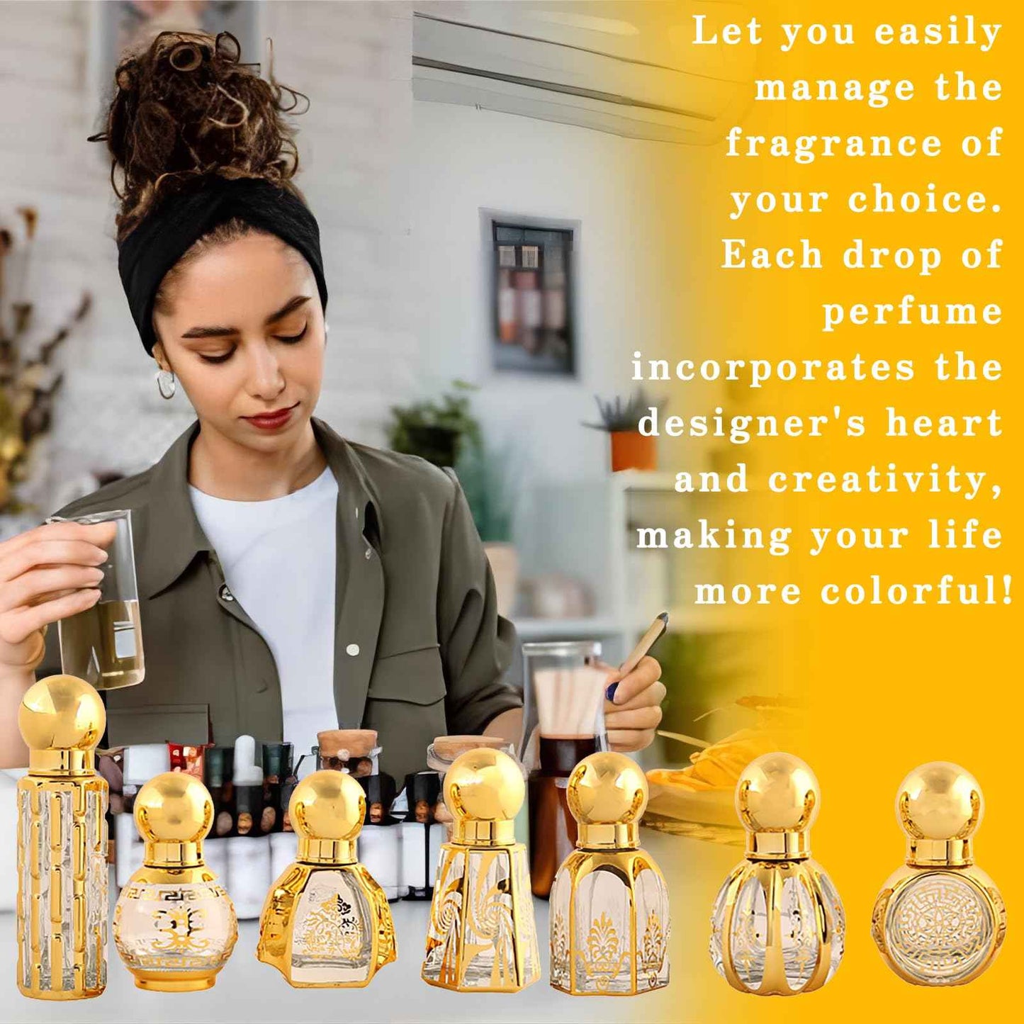 CHSEEO 6 Pcs Vintage Deodorant Roller Bottle for Essential Oil, Empty Glass Mini Travel Bottle with Stainless Steel Roller Ball Refillable Empty Container Gold