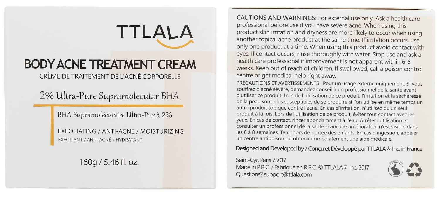 Butt Acne Clearing Treatment, Moisturizer Cream with 2% Salicylic Acid, Tea Tree Oil & Witch Hazel, Body Back Acne Treatment, Cystic Acne Treatment for Skin Delicate and Smooth 5.4oz