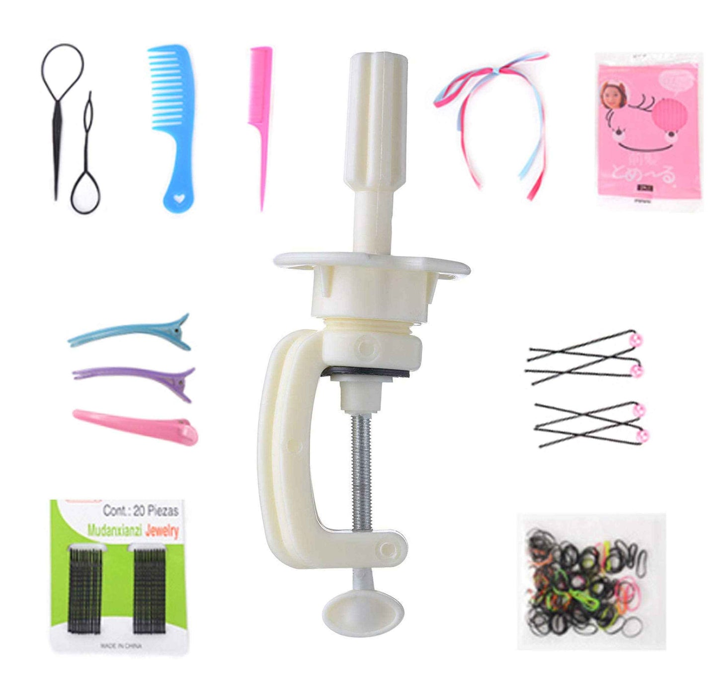 Doll Mannequin Head for Braiding Hair-26", Mannequin Head Stand Desk Table Clamp Tripod Holder