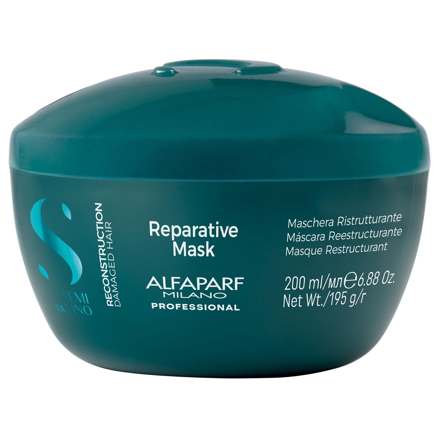 Alfaparf Milano Semi Di Lino Reconstruction Reparative Mask - Color Safe Deep Conditioning Hair Mask - Damaged Hair Repair - Paraben and Paraffin Free - Vegan Formula (6.88 fl. oz)