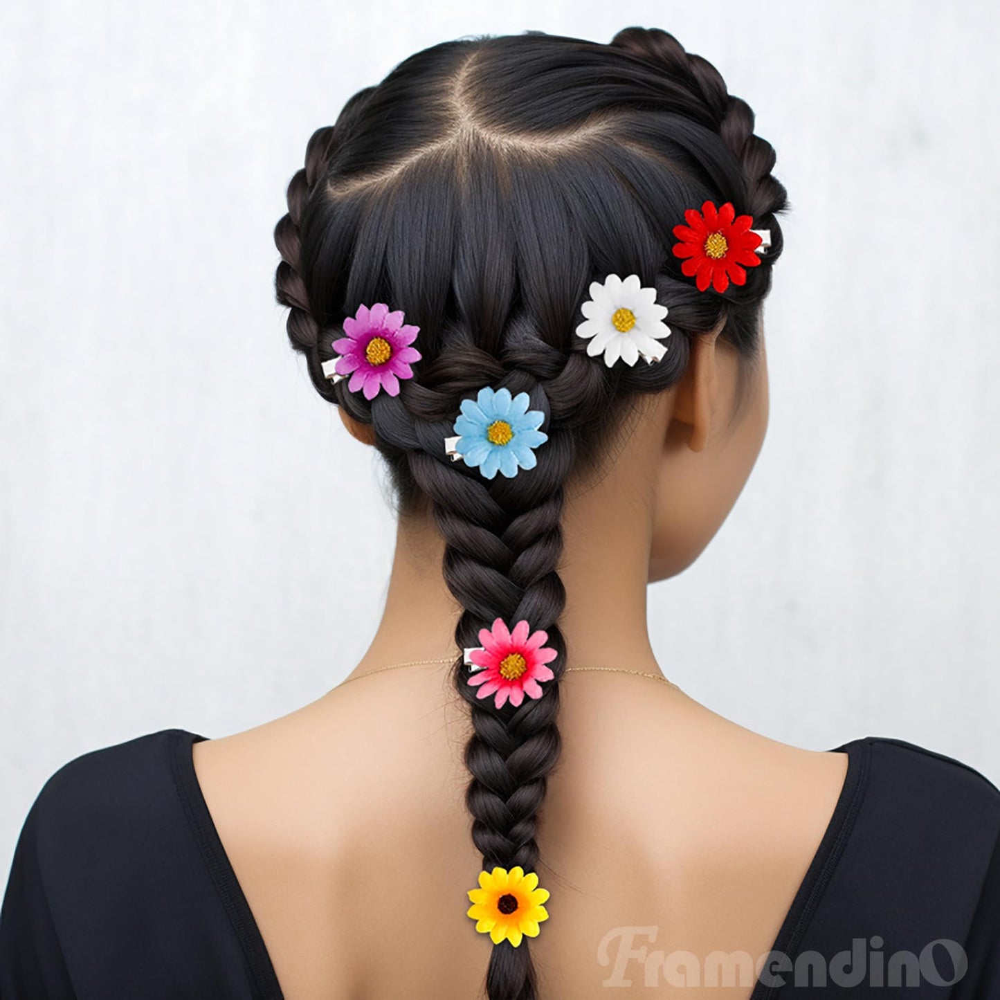 Framendino, 36 Pack Sunflower Daisies Hair Clips Flower Daisy Clips for Wedding Party 6 Colors