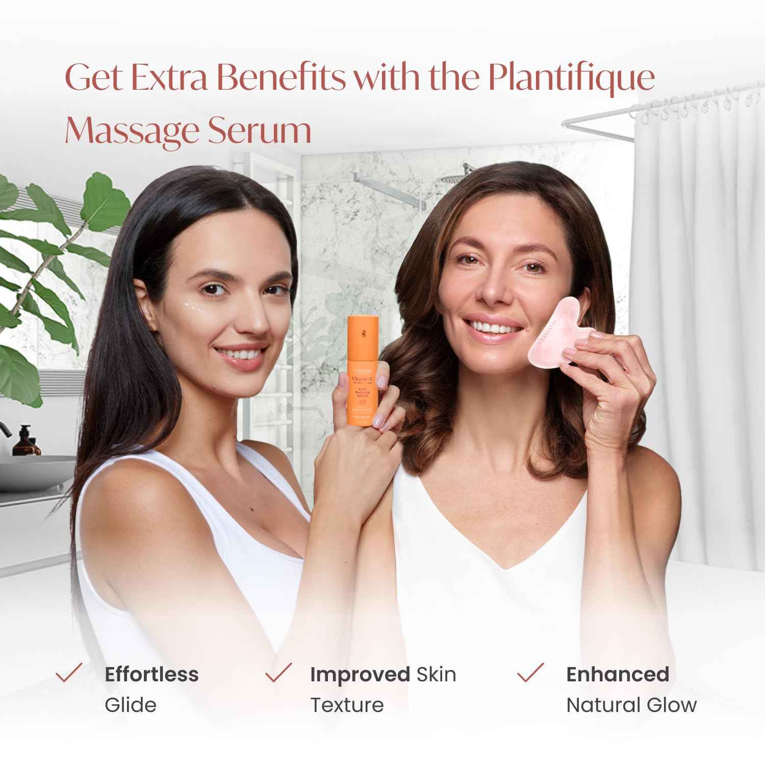 PLANTIFIQUE Gua Sha Rose Quartz Tool for Face Anti Aging Massage Tool and Stainless Steel Gua Sha Facial Tool, Skin Massage Tool for Face, Body, Eyes, Neck, Heart Style with Travel Pouch, Skin Care