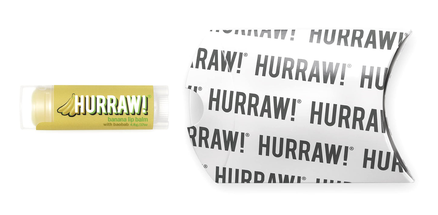 Hurraw! Banana Lip Balm: Organic, Certified Vegan, Cruelty and Gluten Free. Non-GMO, 100% Natural Ingredients. Bee, Shea, Soy and Palm Free. Made in USA