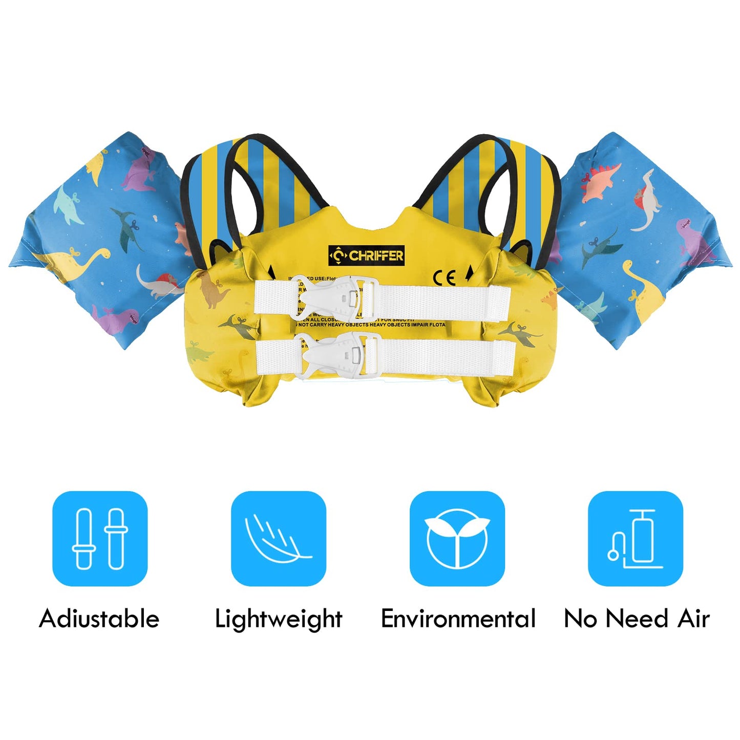 Chriffer Kids Swim Vest Life Jacket for 22-66 Pounds Boys and Girls, Toddler Floaties with Shoulder Harness Arm Wings for 2,3,4,5,6,7 Years Old Baby