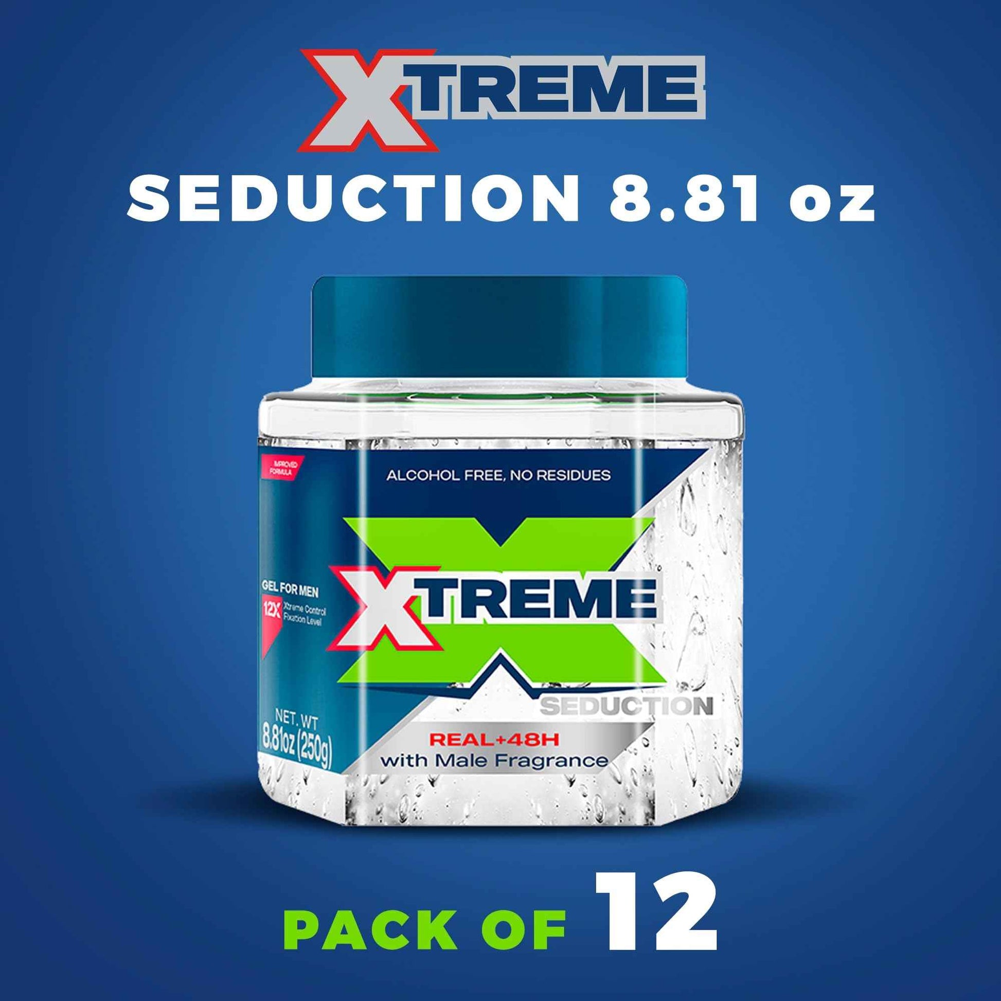 Xtreme Gel Seduction Styling Hair Gel For Men With Aloe Vera and 48-Hours Control, 8.81 oz (Pack of 12)