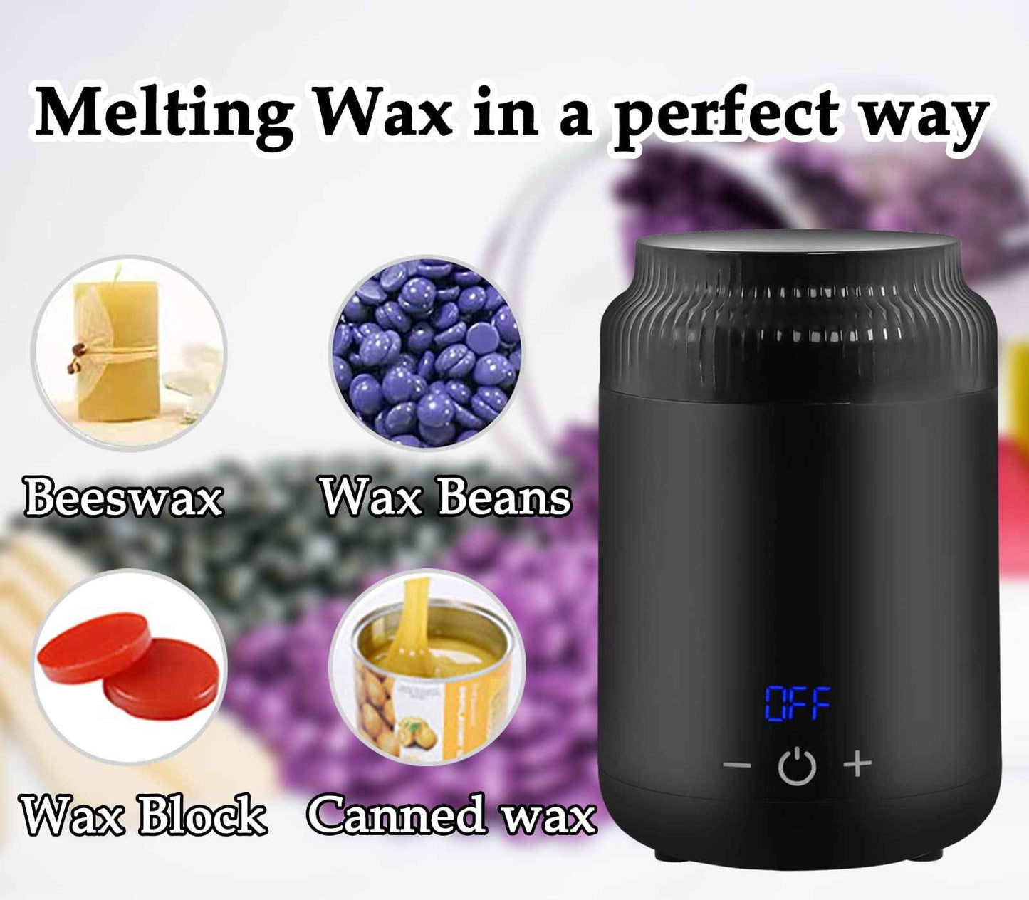Podoy Mini Wax Pot Warmer for Hair Removal, Small Portable Travel Wax Melt Heater Machine Digital Display for SPA Salon Brow Body Nose Upper Lip Hair Waxing with 100 Waxing Sticks