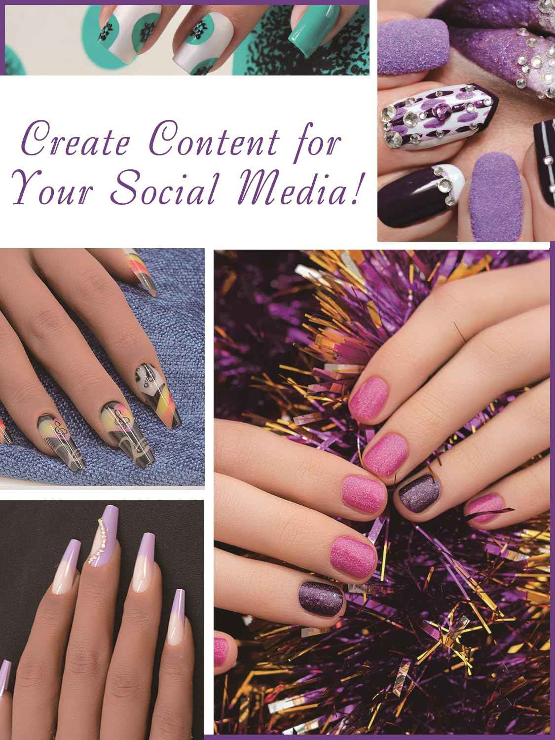 Silicone Practice Hand for Acrylic Nail, Dark Brown Nail Practice Hand with Bracket, Flexible Reusable Mannequin Hand for Nail Display, Acrylic Nail Training Hand for Manicure Beginner (color #5)