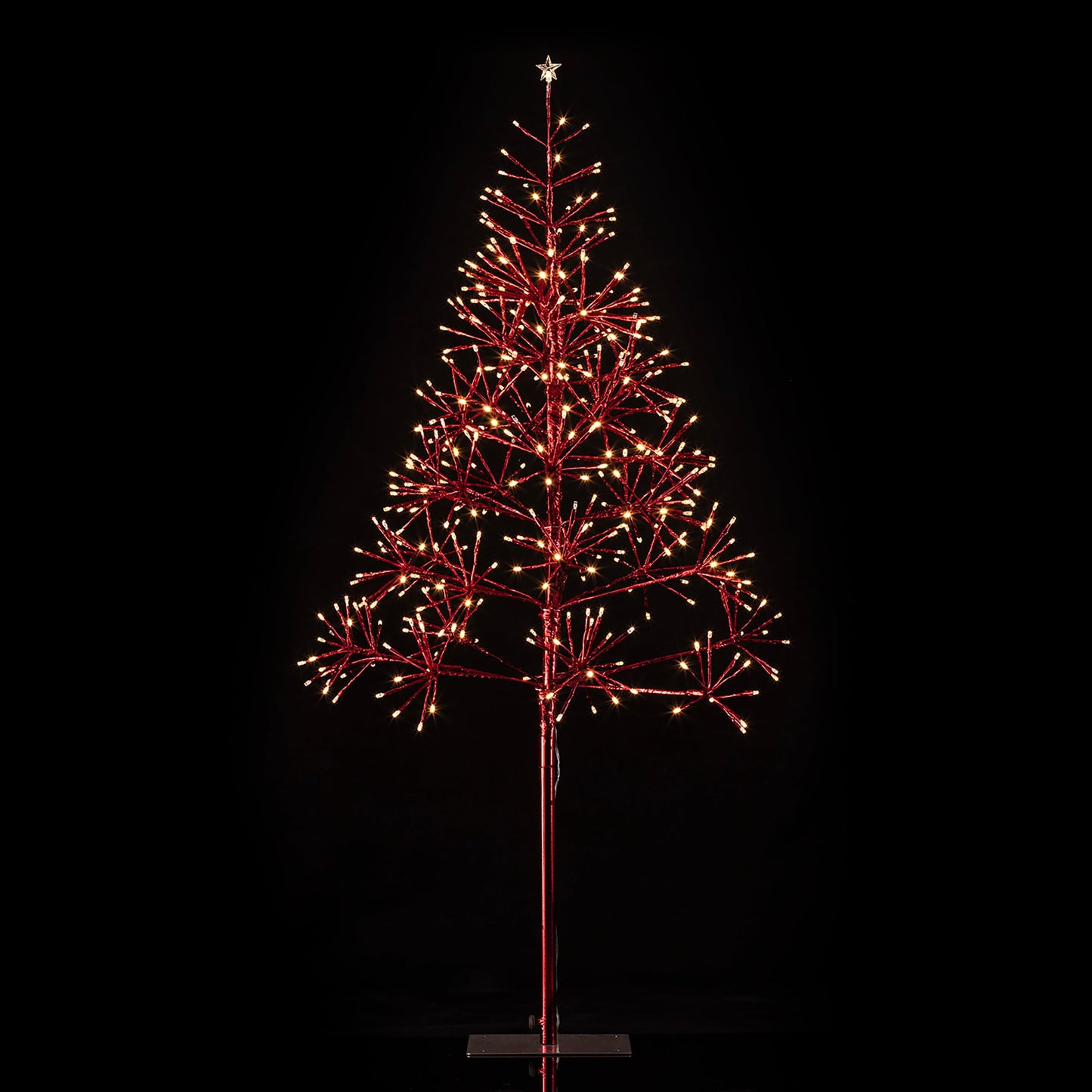 Alpine Corporation 53" H Indoor/Outdoor Artificial Christmas Tree with LED Lights, Red