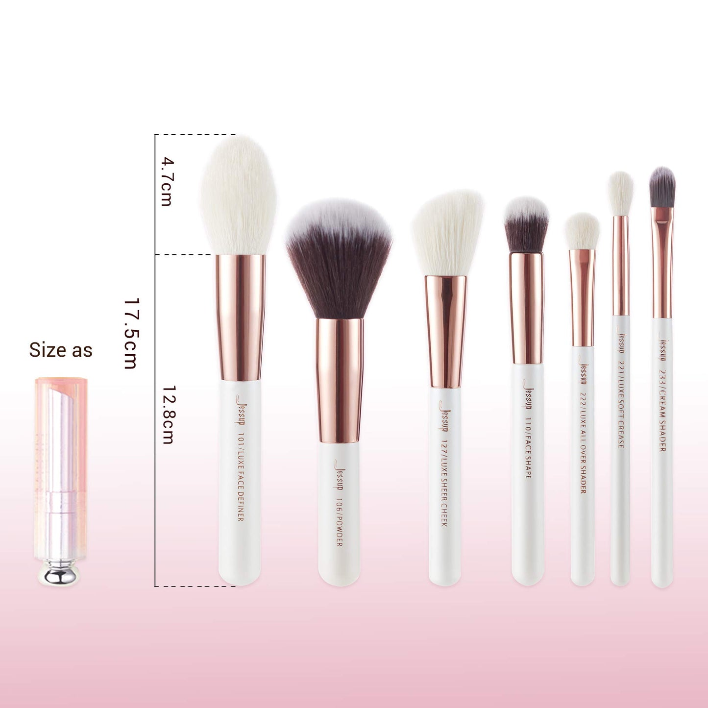 Jessup Brand 25pcs Professional Makeup Brush set Beauty Cosmetic Foundation Power Blushes eyelashes Lipstick Natural-Synthetic Hair Brushes set (Pearl White/Rose Gold)