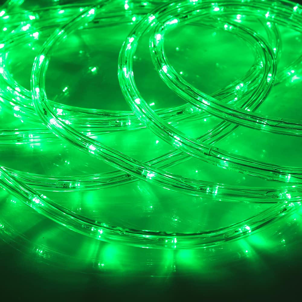 50ft 360 LED Waterproof Rope Lights,110V Connectable Indoor Outdoor Led Rope Lights for Deck, Patio, Pool, Camping, Bedroom Decor, Landscape Lighting and More (Green)