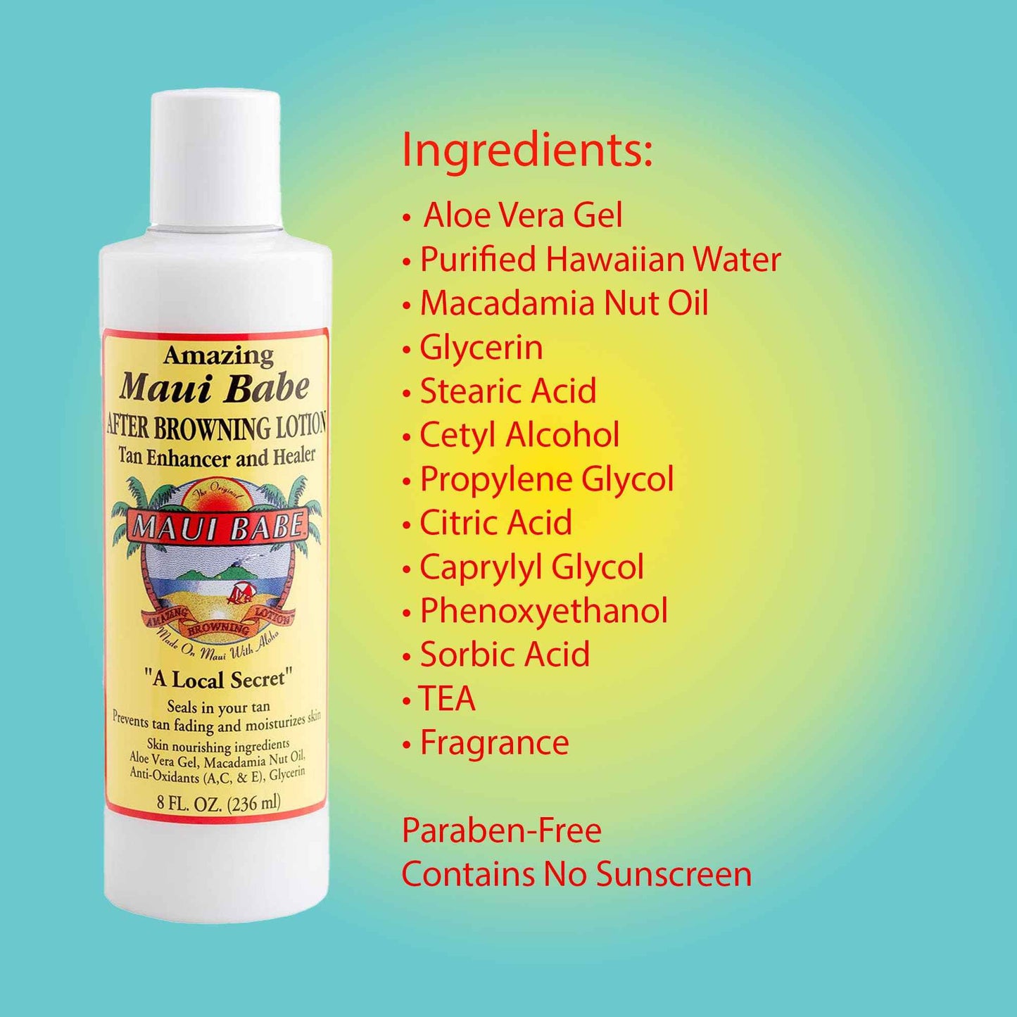 Maui Babe Browning Lotion 8oz & Maui Babe After Browning Lotion 8oz (9 Pc Deluxe Maui Babe Package) Outdoor Tanner & After Sun Enhancer Lotion Kit with Tanning Mitts, Travel Bottle, Draw String Bag &